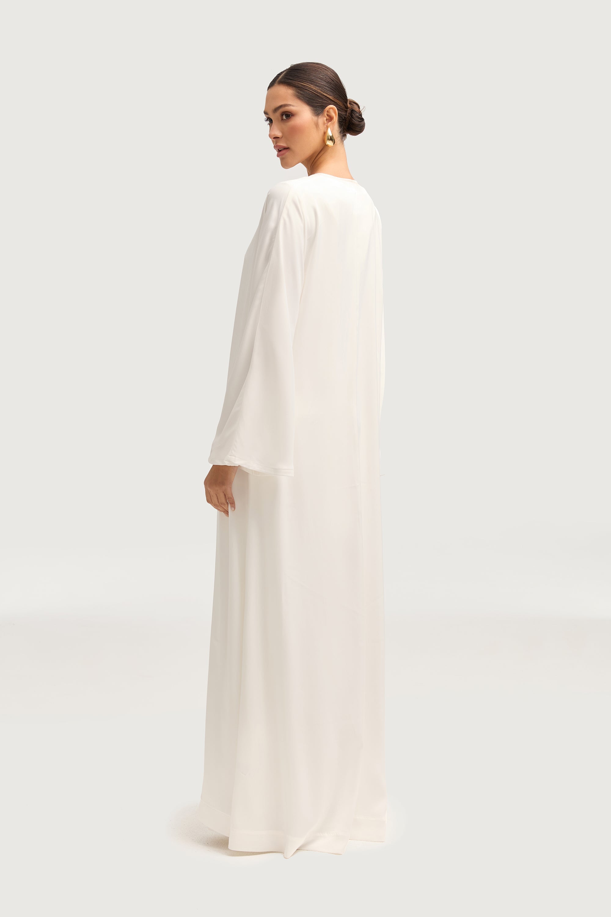 Kamila Open Abaya - White Abayas Veiled 