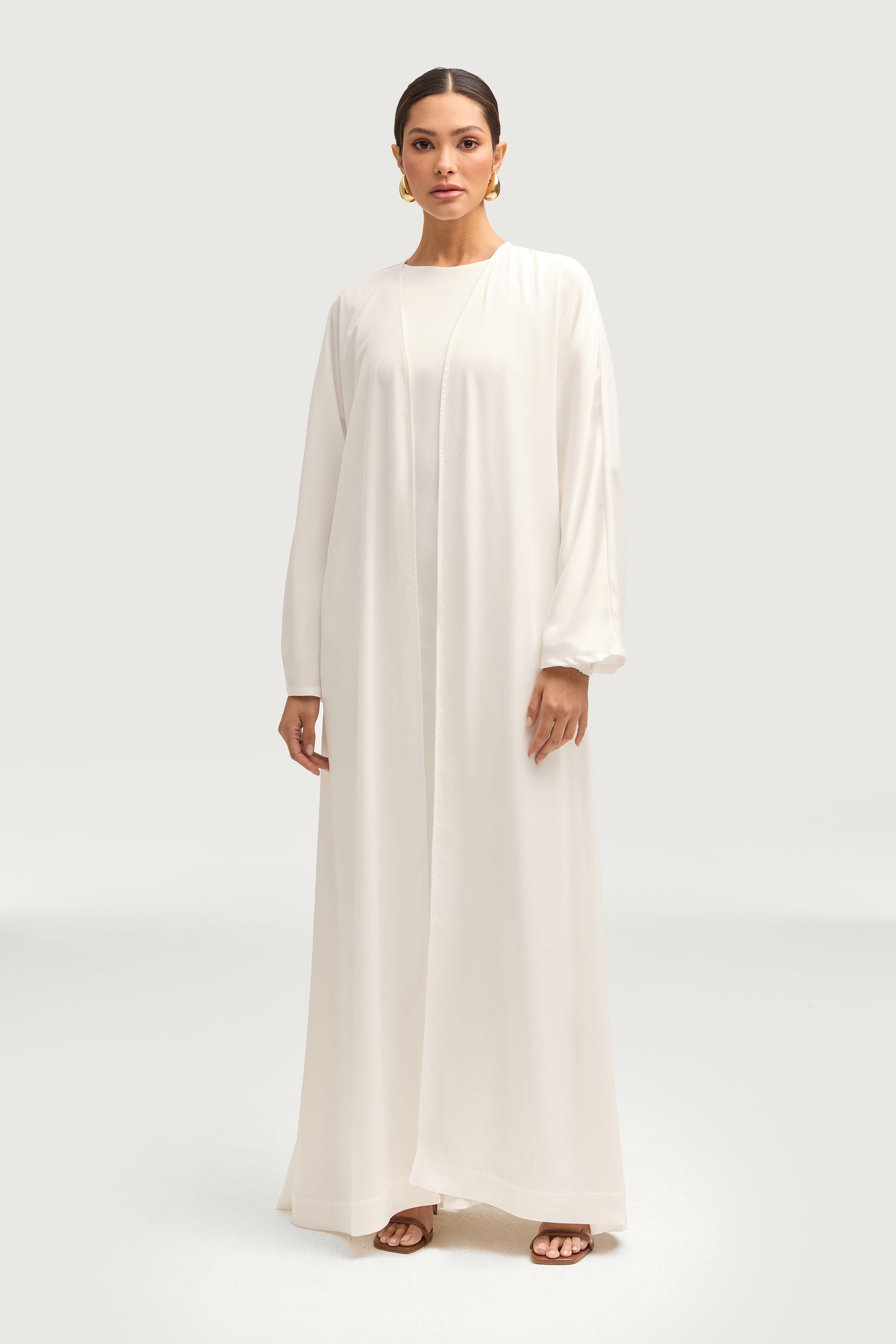 Kamila Open Abaya - White Abayas Veiled 