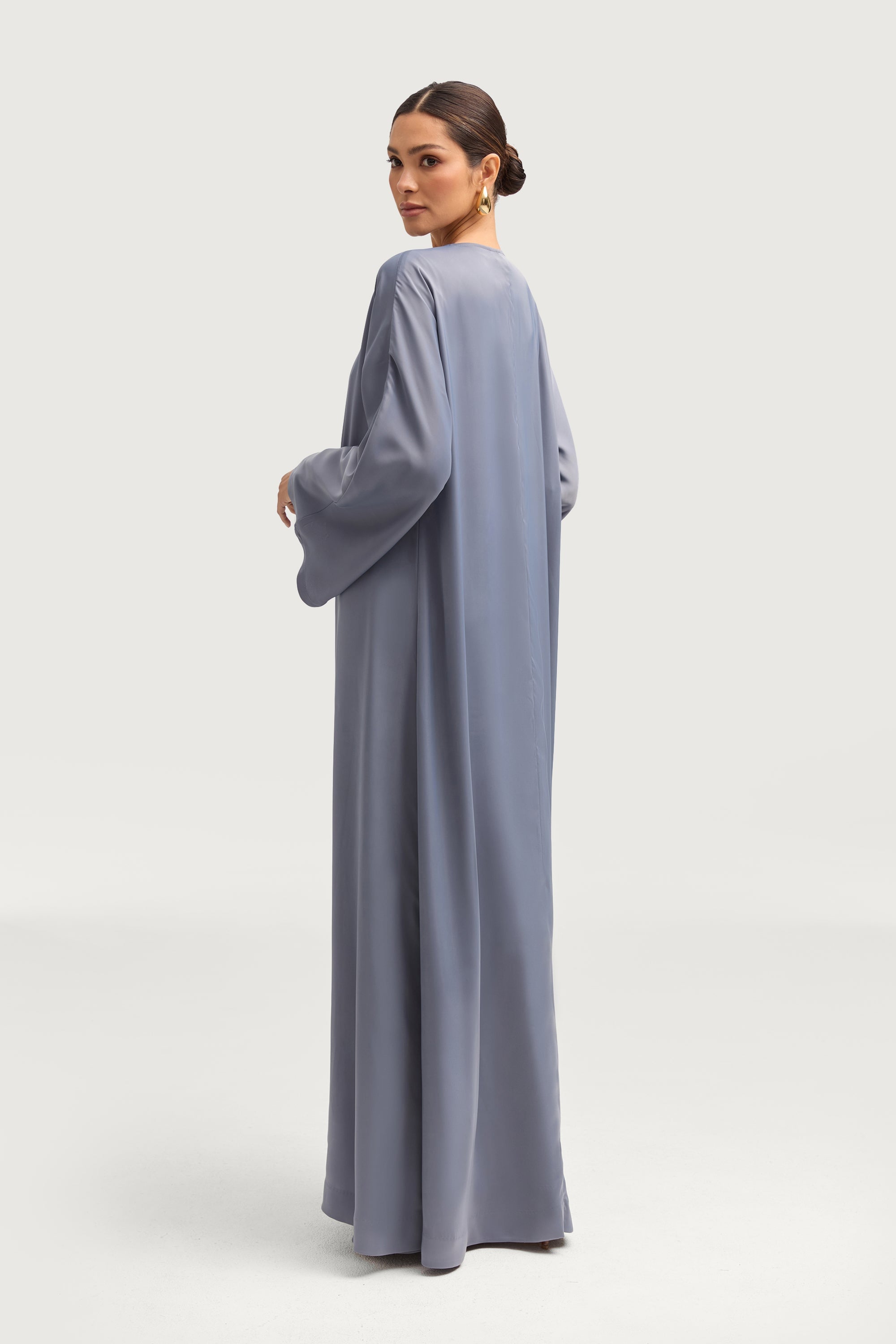 Kamila Open Abaya - Winter Blue Abayas Veiled 