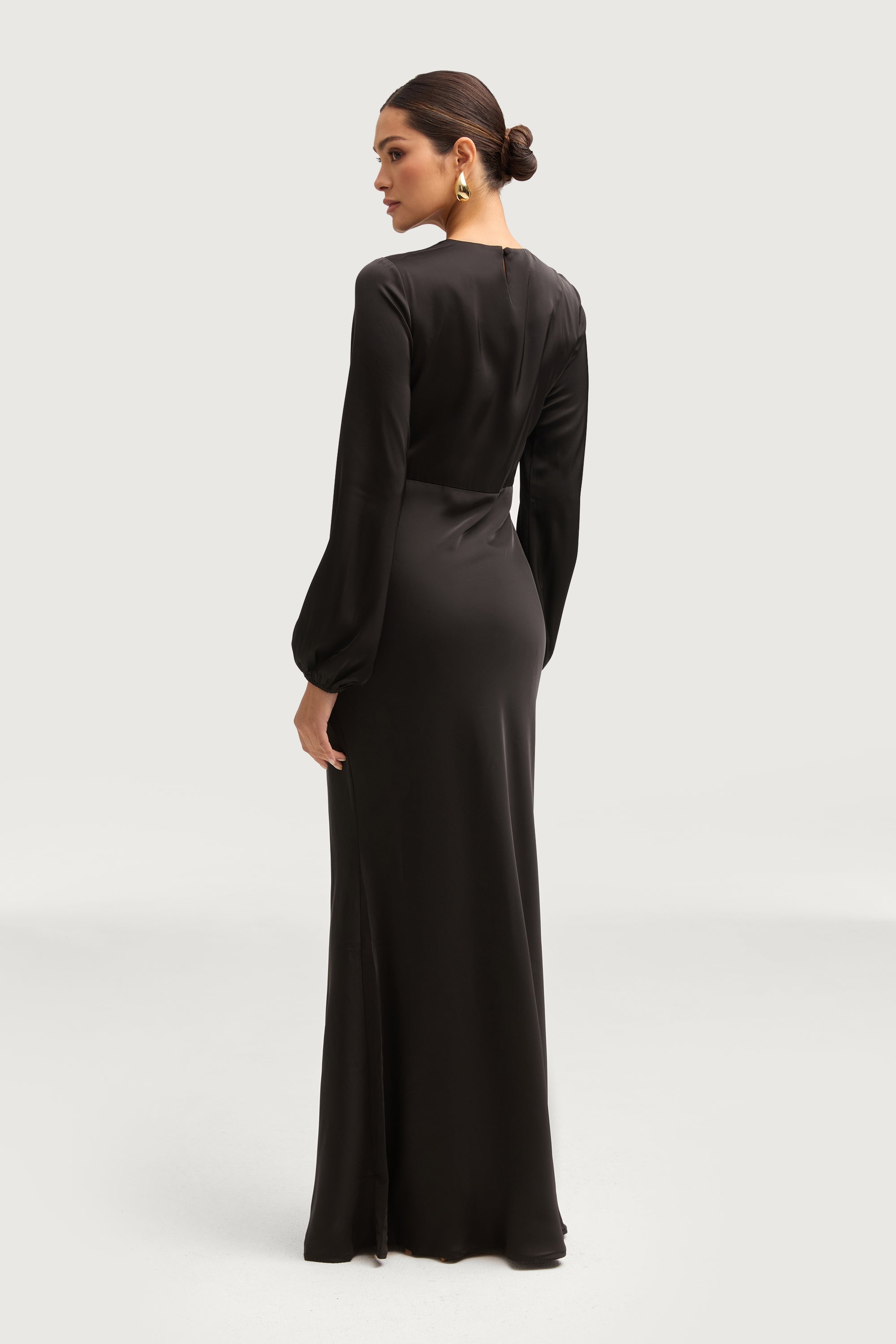 Kamila Satin Maxi Dress - Black Dresses Veiled 