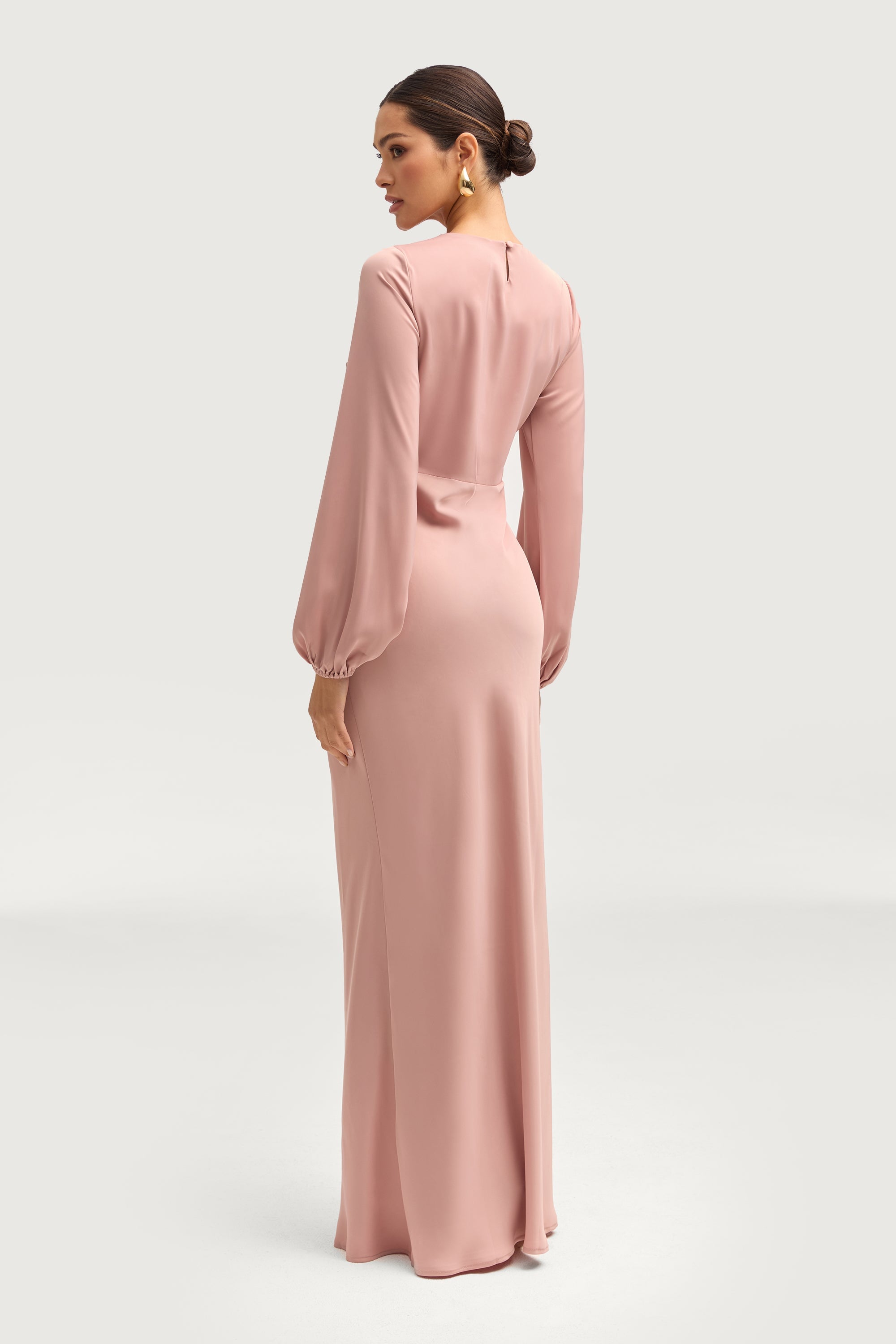 Kamila Satin Maxi Dress - Blush Dresses Veiled 