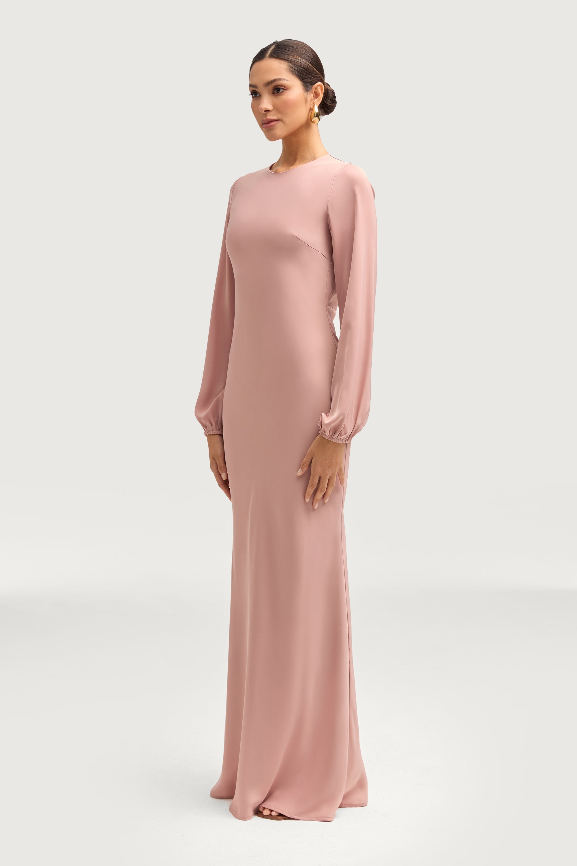 Kamila Satin Maxi Dress - Blush Dresses Veiled 