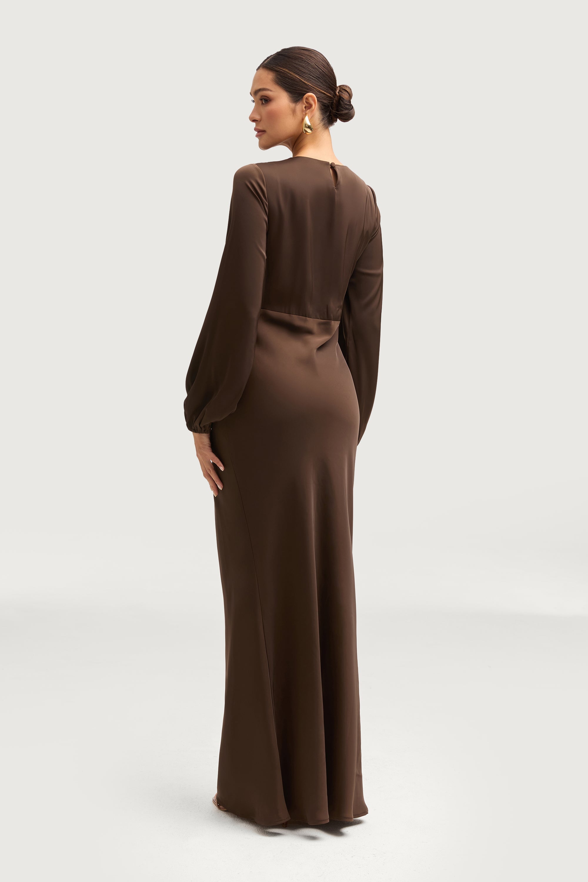 Kamila Satin Maxi Dress - Espresso Dresses Veiled 