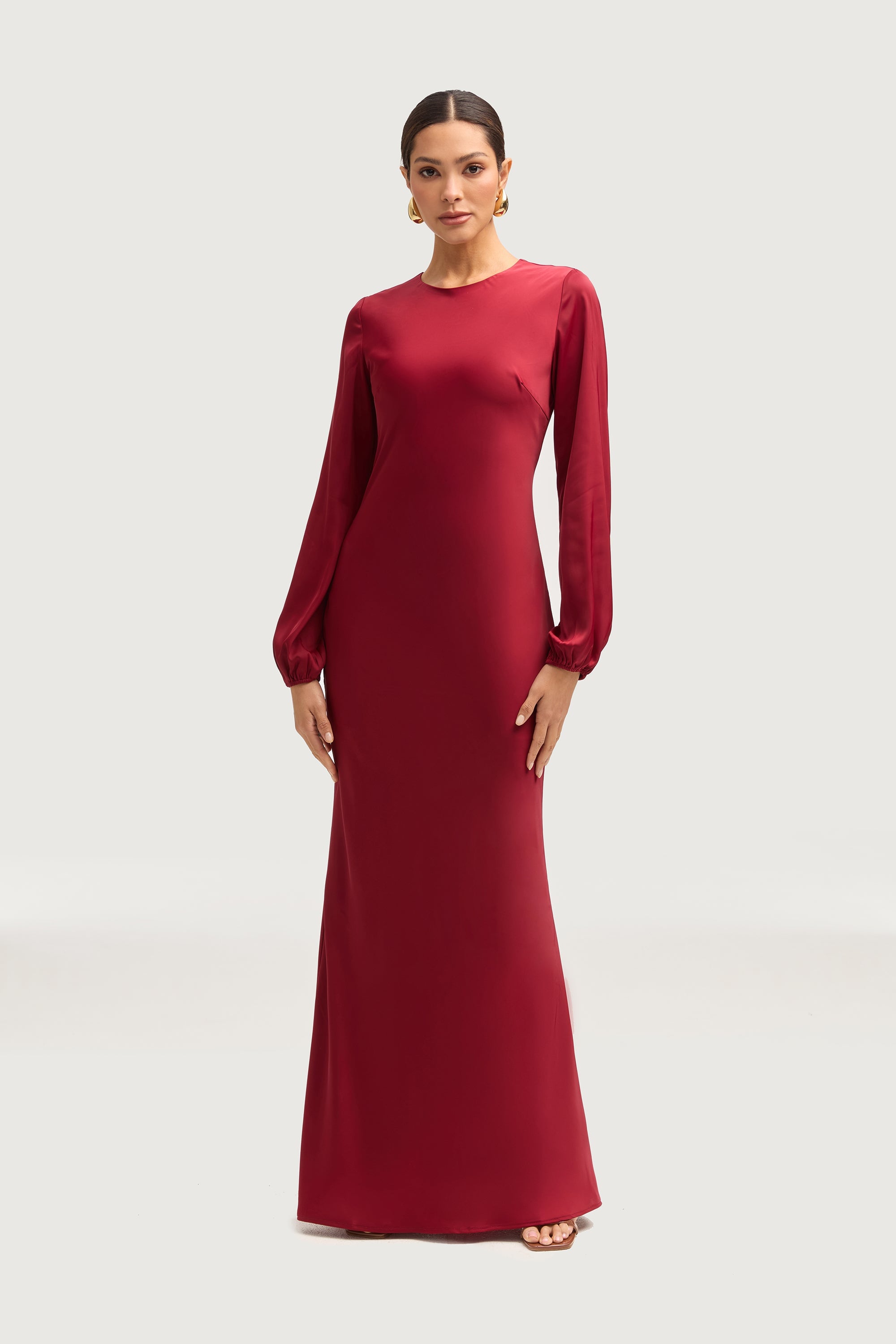 Kamila Satin Maxi Dress Maroon