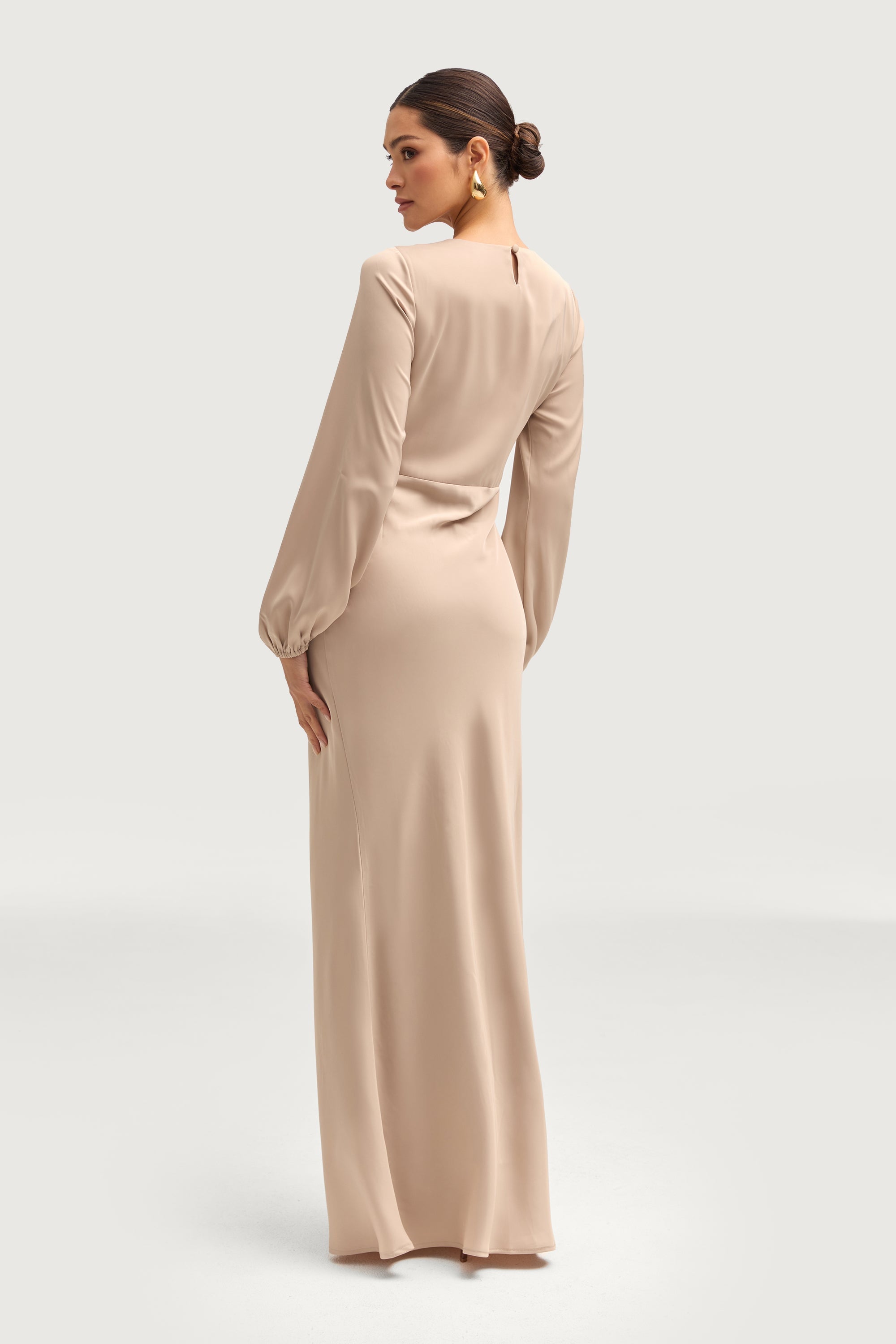 Kamila Satin Maxi Dress - Stone Dresses Veiled 