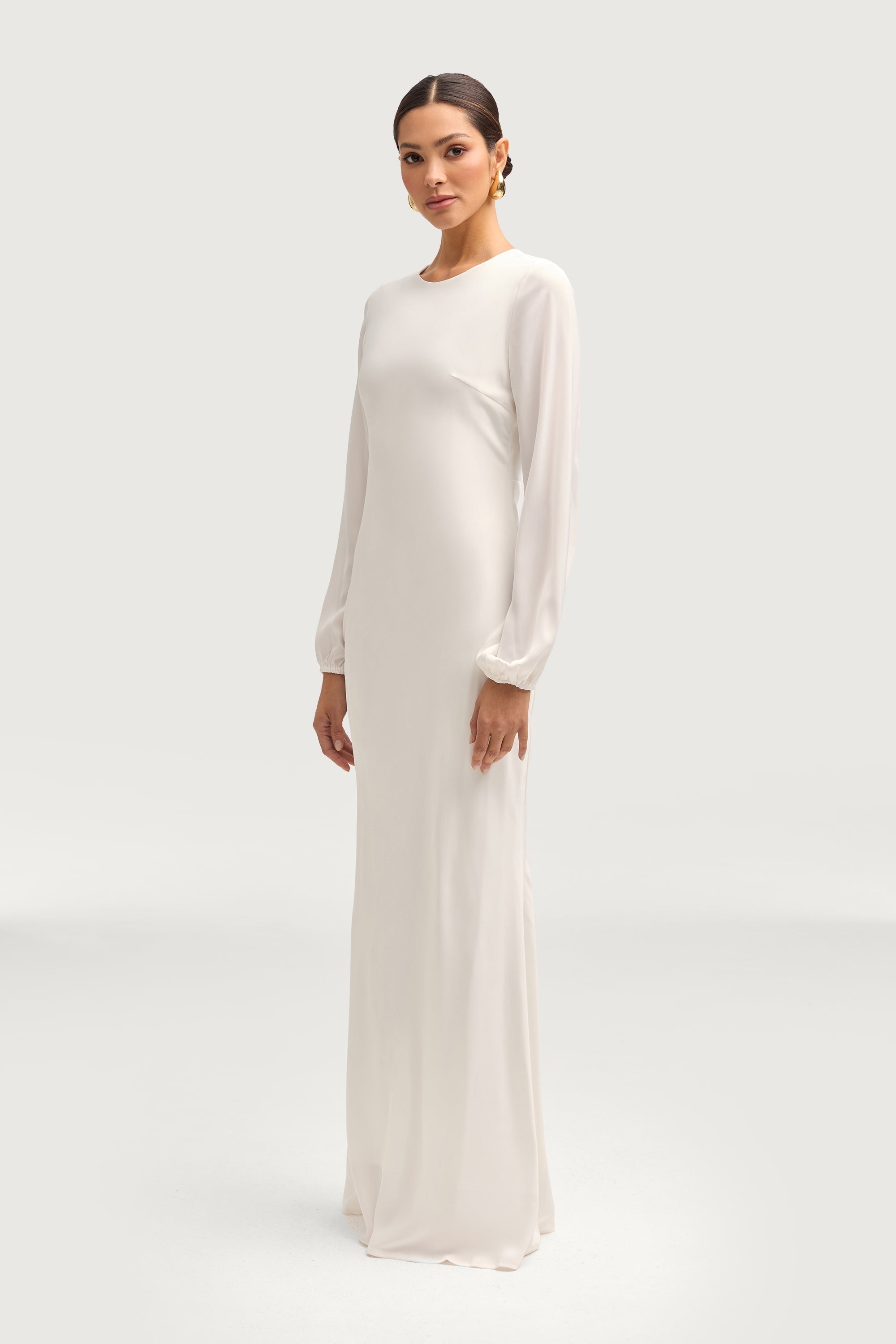 Kamila Satin Maxi Dress - White Dresses Veiled 