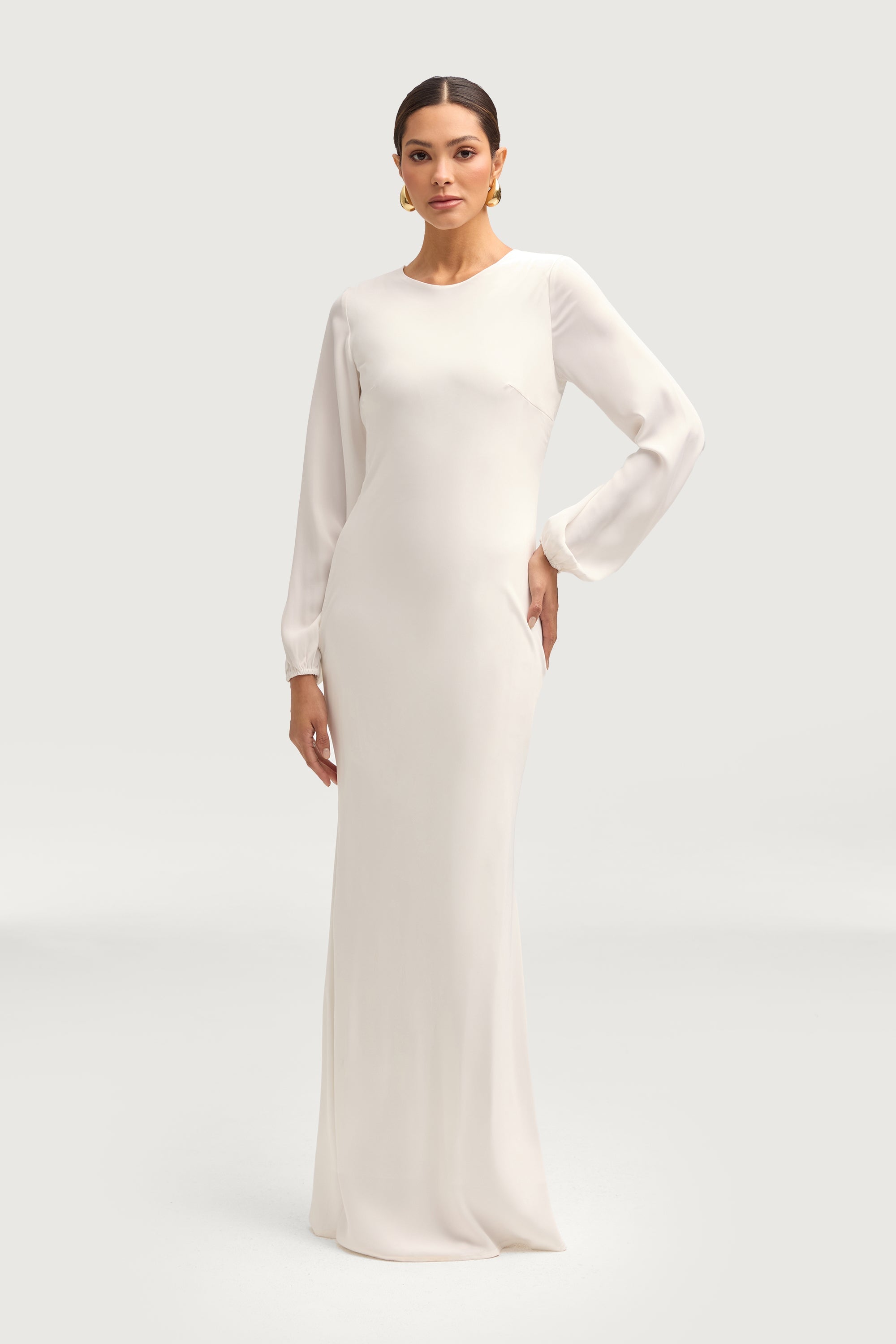 Modest white fashion dresses for graduation