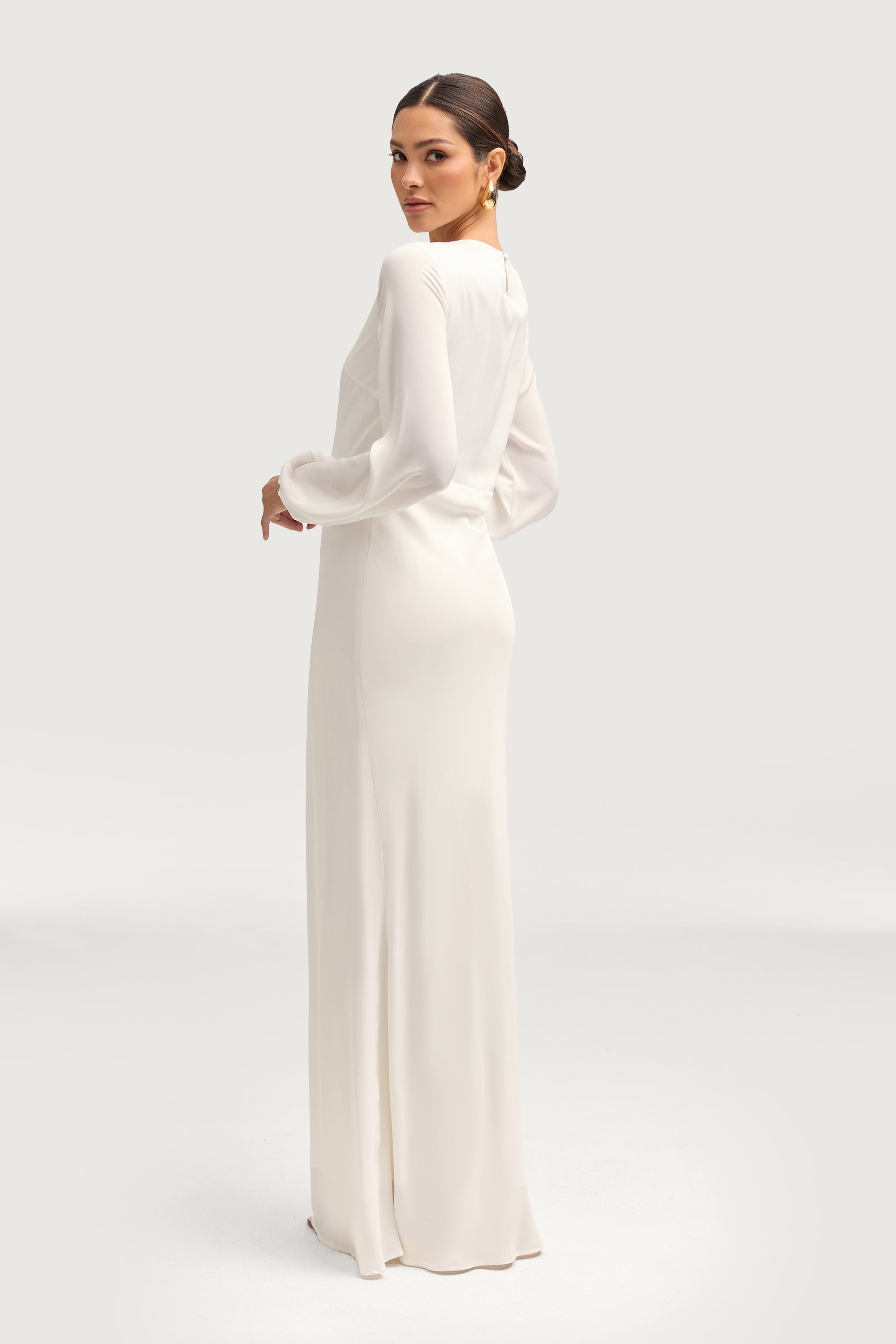 Kamila Satin Maxi Dress - White Dresses Veiled 