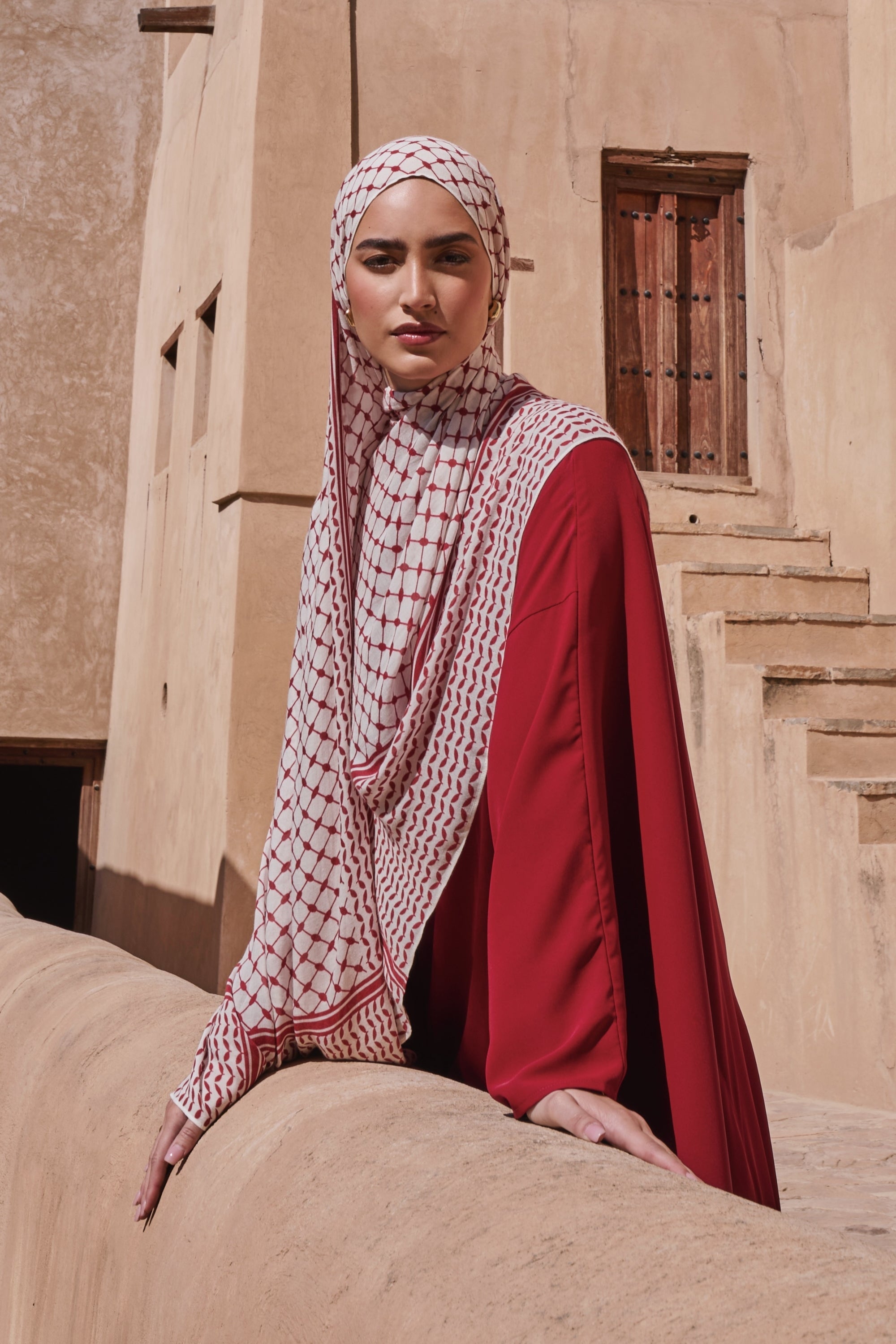 Keffiyeh Modal Hijab - Sumac Red Hijabs Veiled 