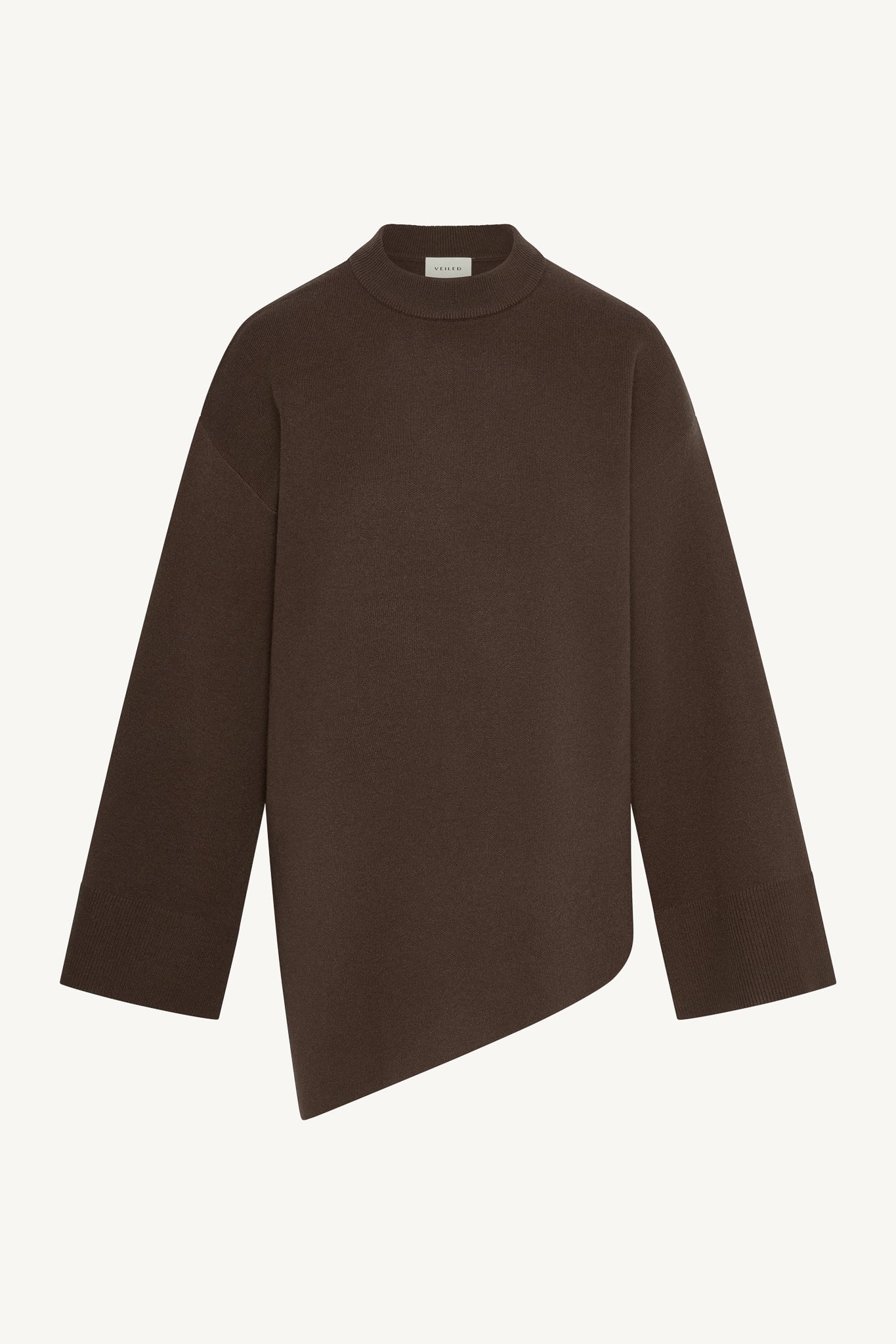 Kehlani Asymmetric Knit Top - Brown Abayas Veiled 