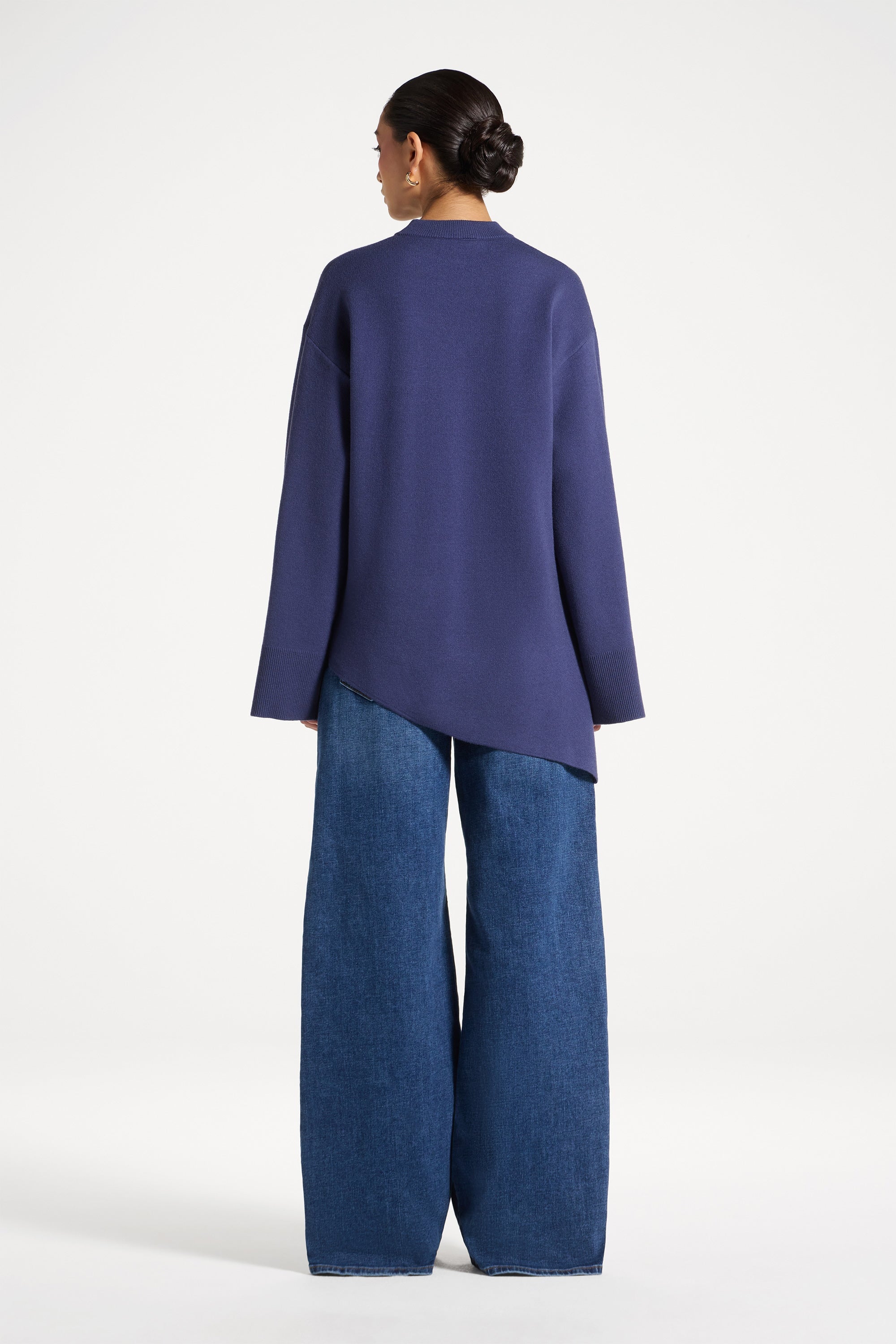 Kehlani Asymmetric Knit Top - Dusk Blue Abayas Veiled 