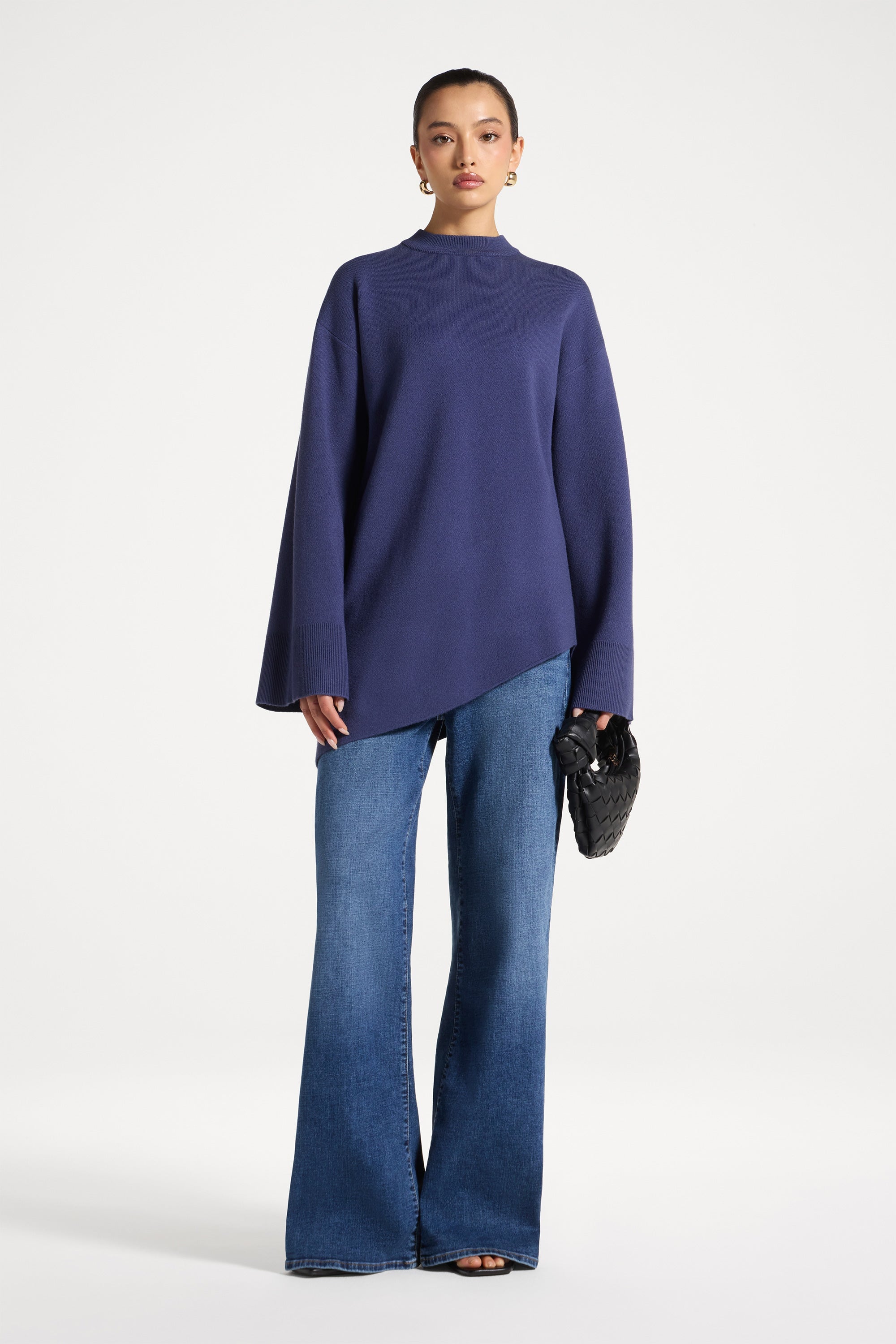 Kehlani Asymmetric Knit Top - Dusk Blue Abayas Veiled 