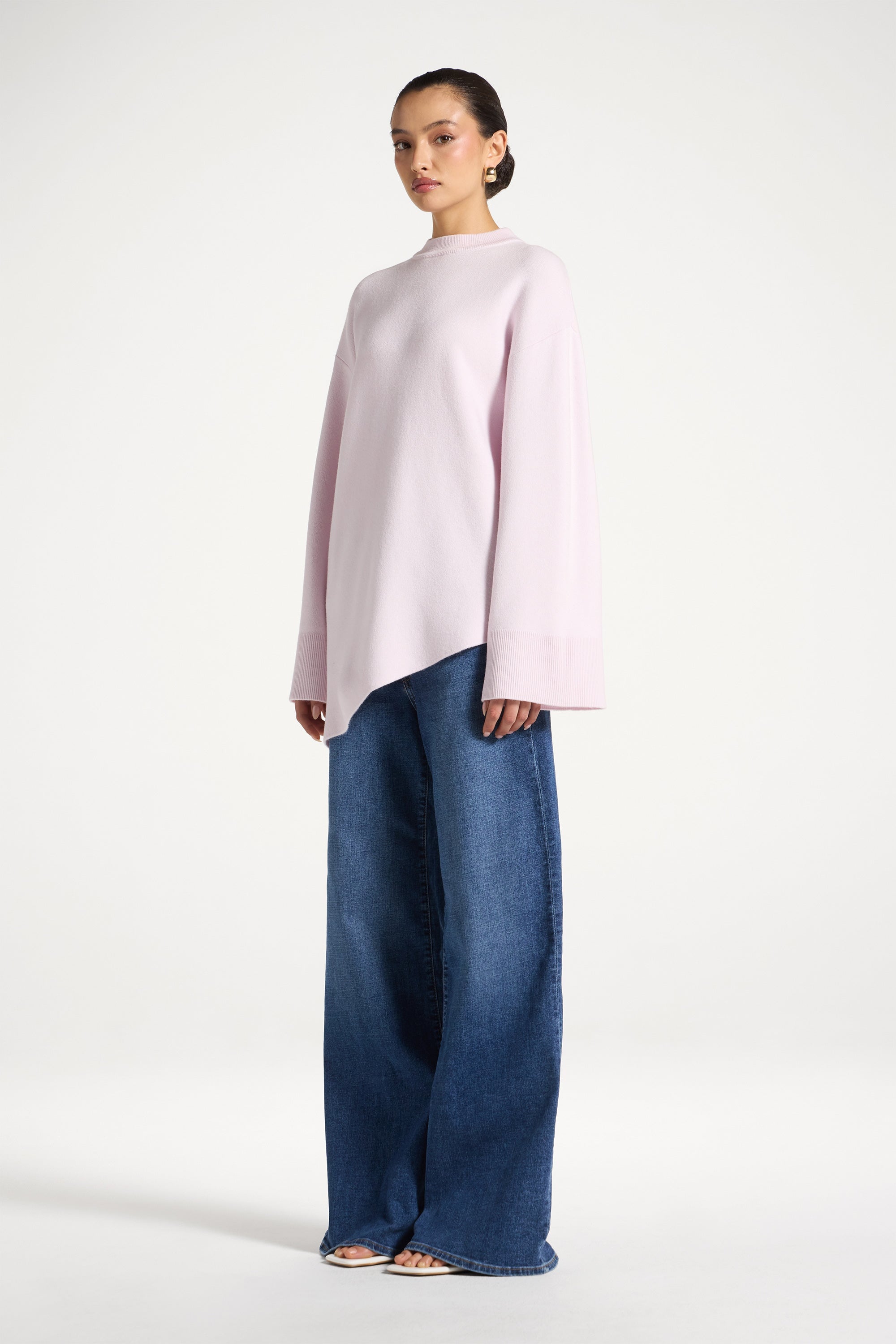 Kehlani Asymmetric Knit Top - Frosted Pink Abayas Veiled 