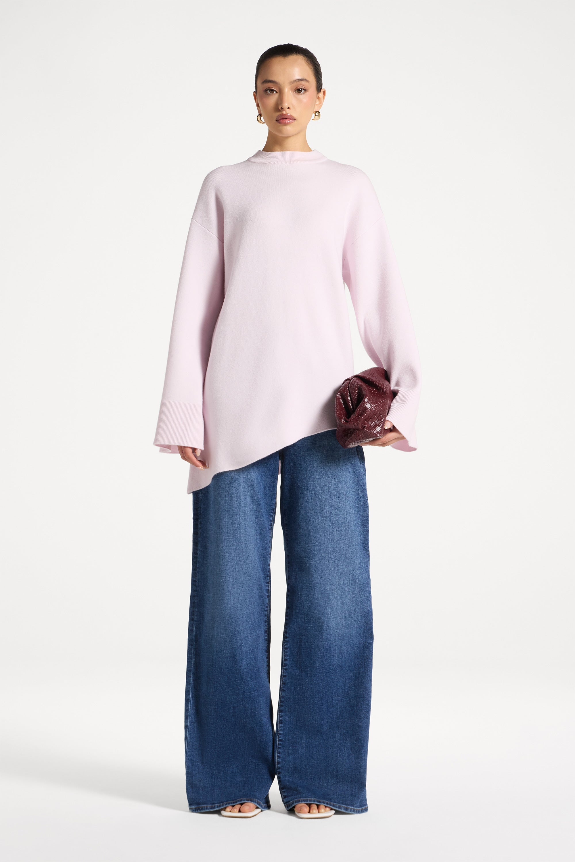 Kehlani Asymmetric Knit Top - Frosted Pink Abayas Veiled 
