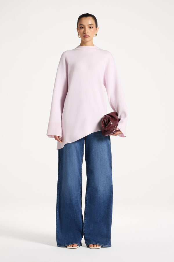 Kehlani Asymmetric Knit Top - Frosted Pink Abayas Veiled 