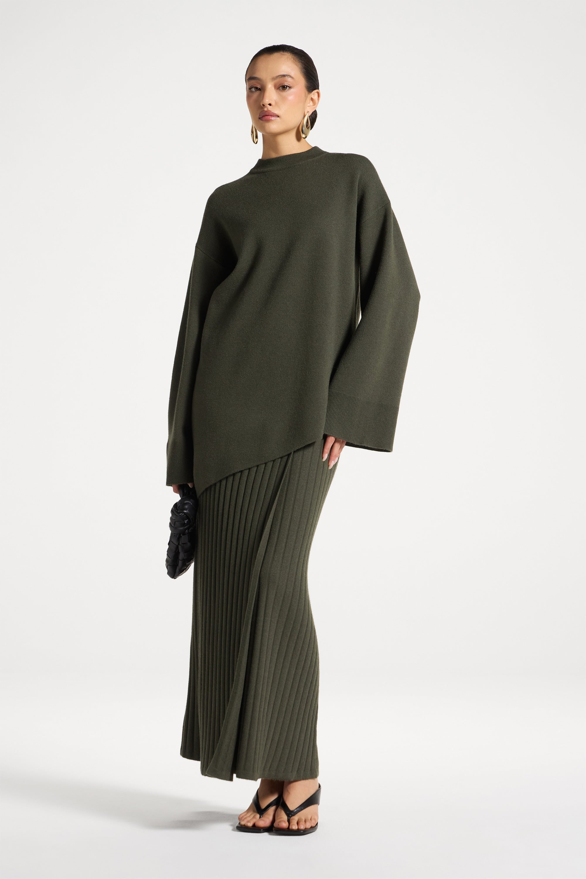 Kehlani Asymmetric Knit Top - Sage Abayas Veiled 
