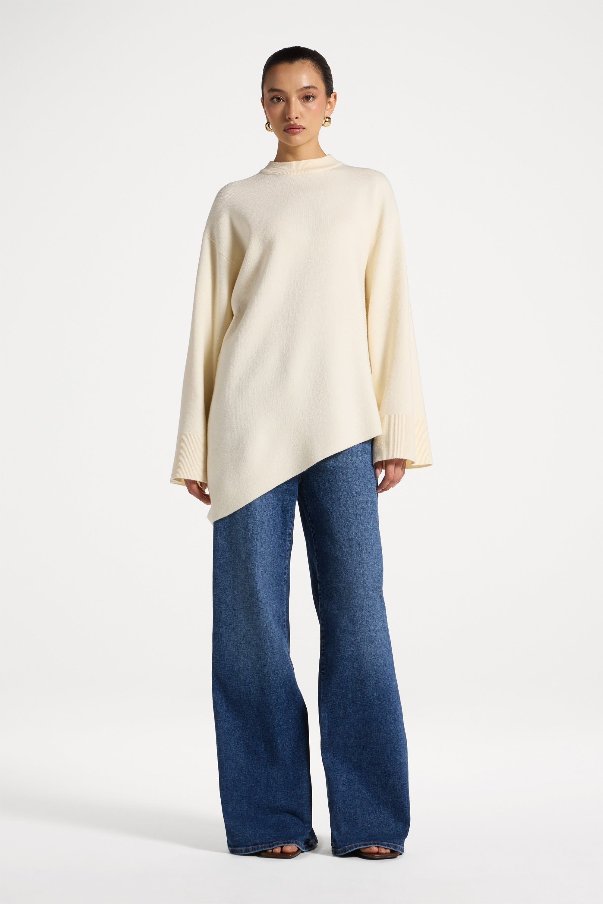 Kehlani Asymmetric Knit Top - Vanilla Abayas Veiled 