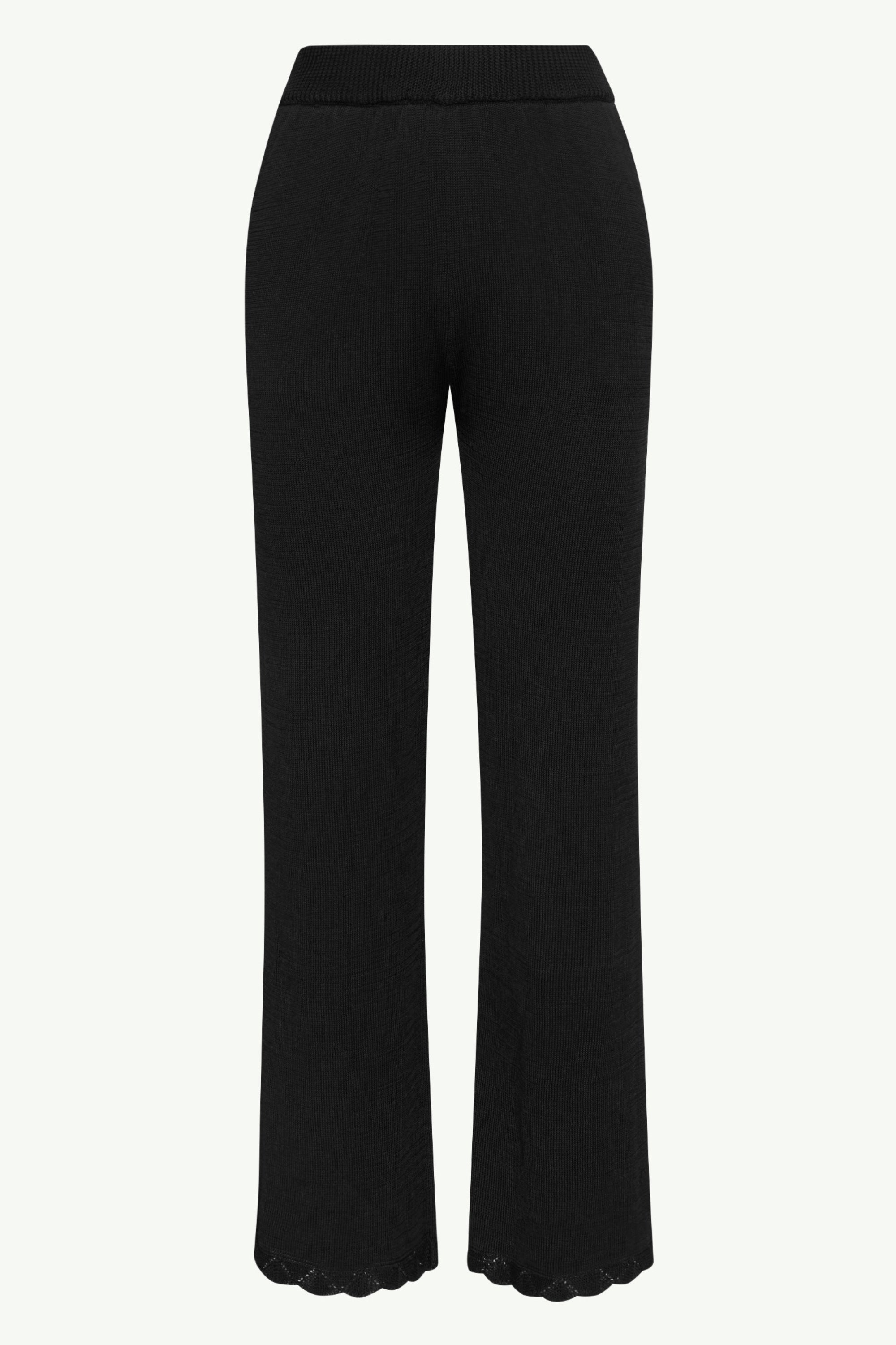 Kendall Crochet Wide Leg Pants - Black Clothing epschoolboard 