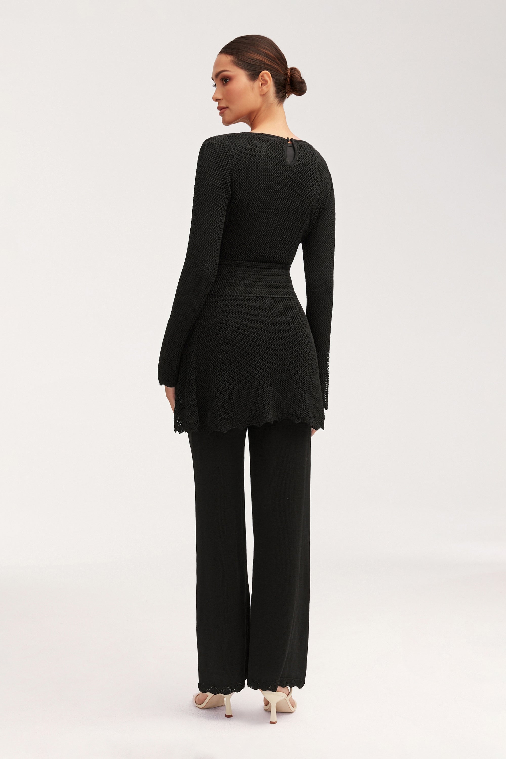 Kendall Crochet Wide Leg Pants - Black Clothing Veiled 