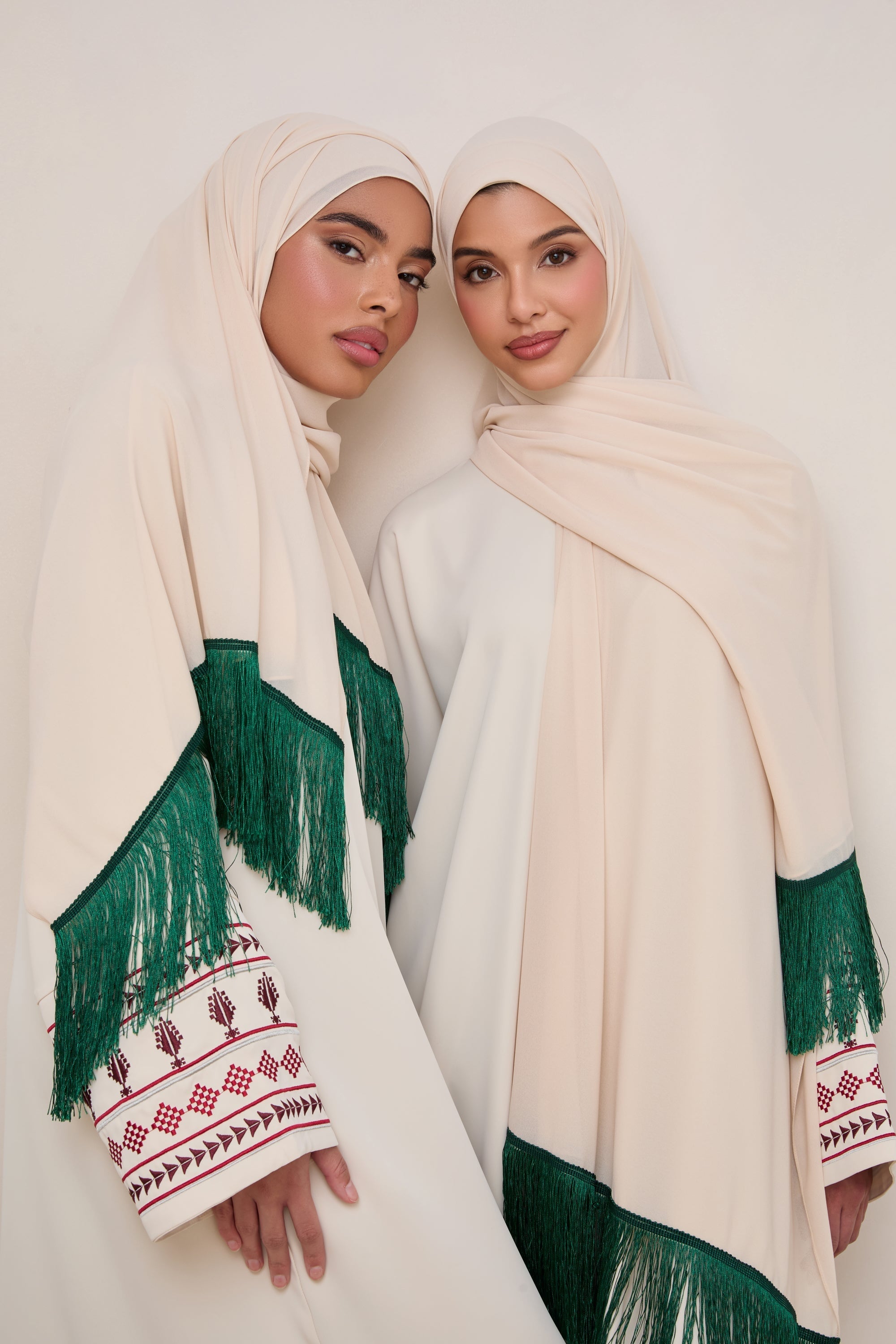 Khirka Chiffon Hijab - Emerald Tassels Hijabs Veiled 