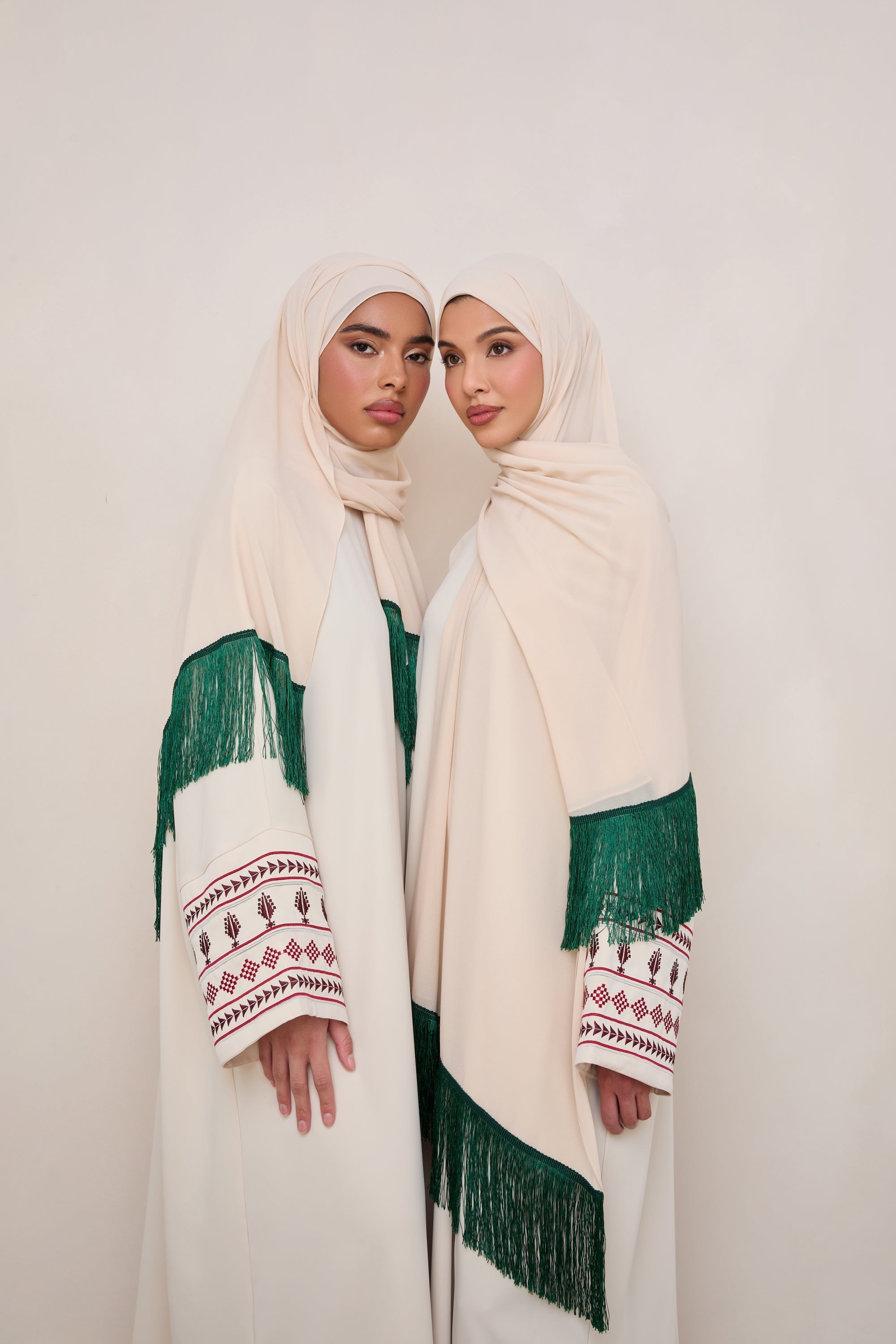 Khirka Chiffon Hijab - Emerald Tassels Hijabs Veiled 