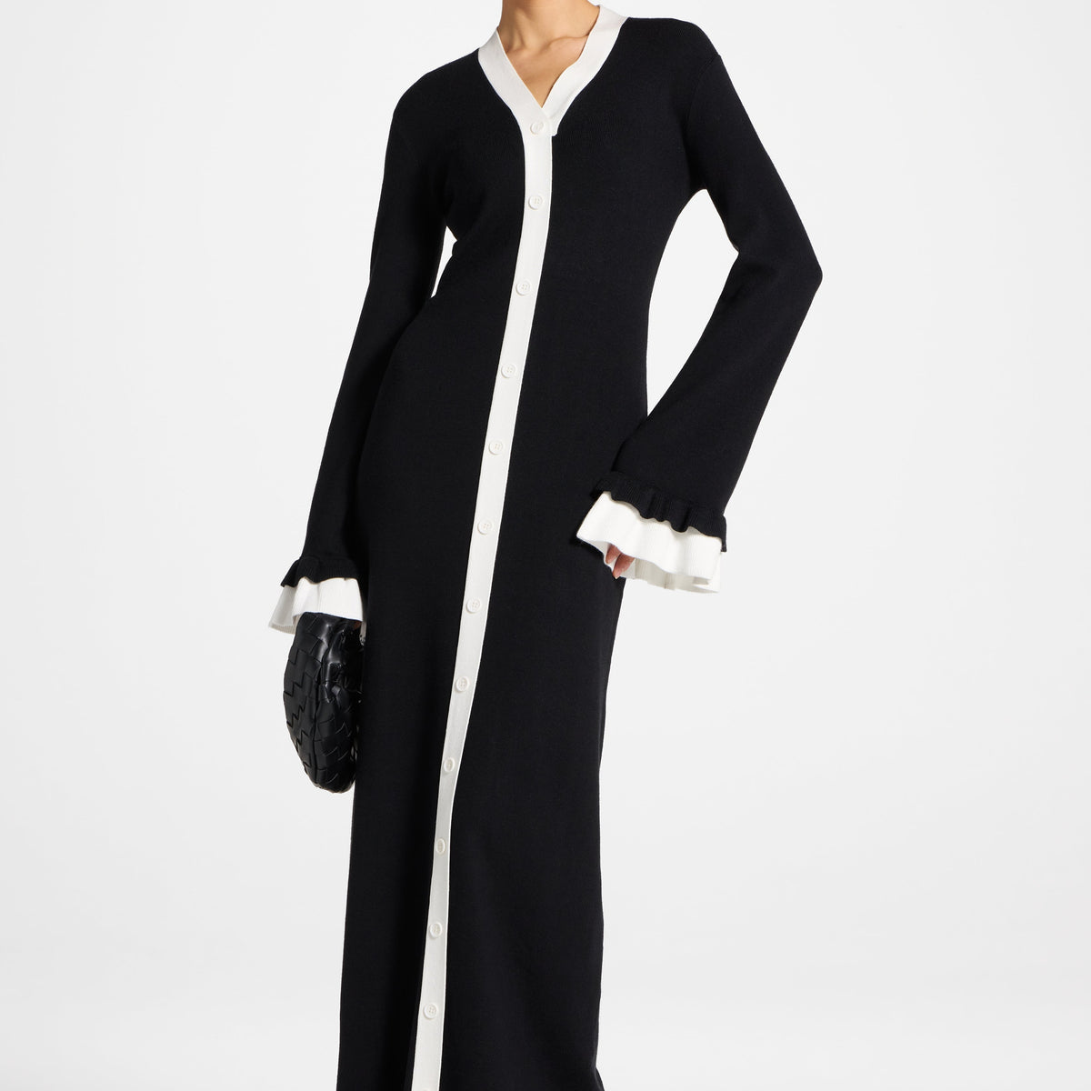 Knit Button Front Maxi Dress - Black Knit Button Front Maxi Dress - Black