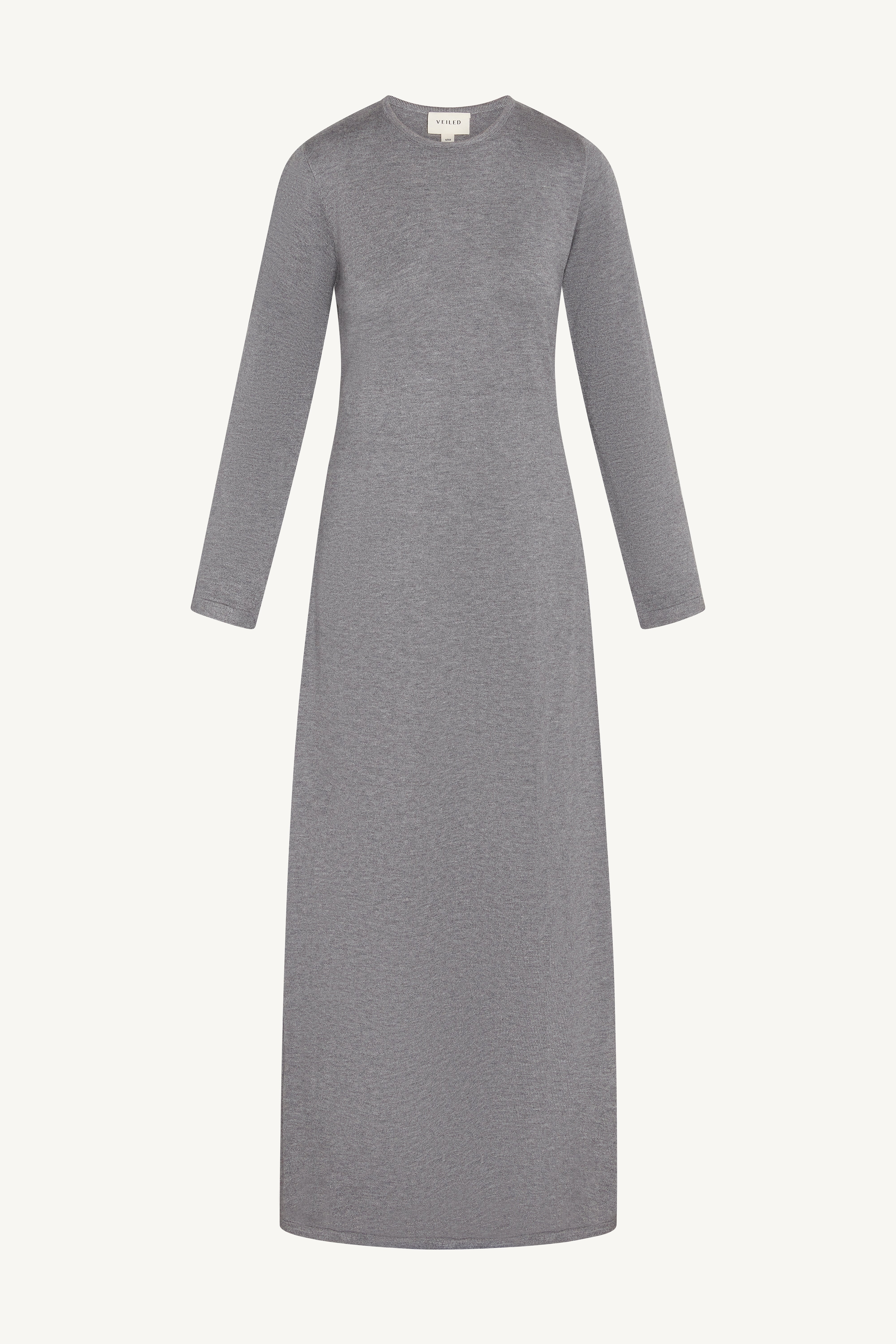 Knit Cardigan & Maxi Dress Set - Dark Grey Abayas Veiled 