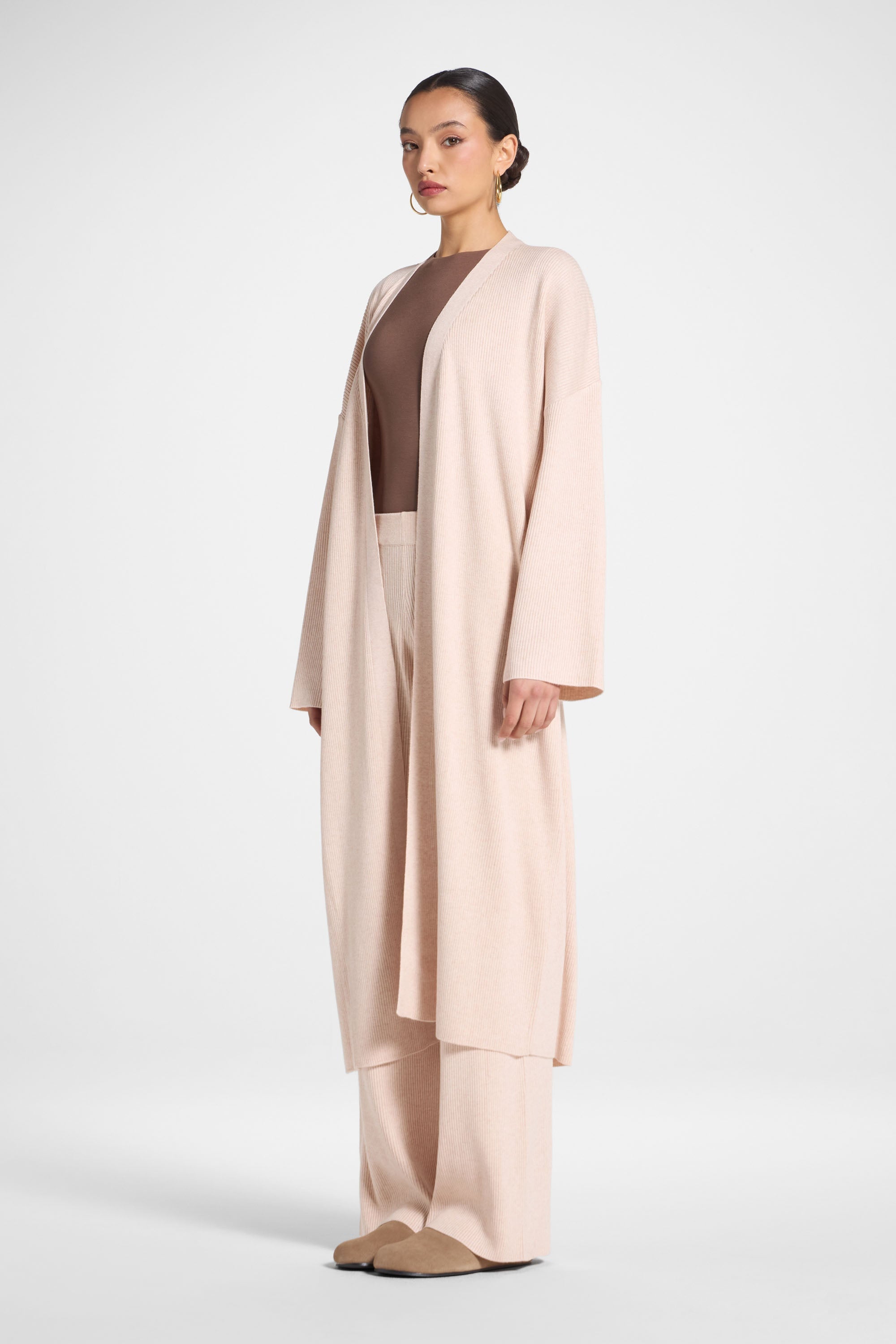 Knit Cardigan & Pants Set - Creme Brulee Abayas Veiled 