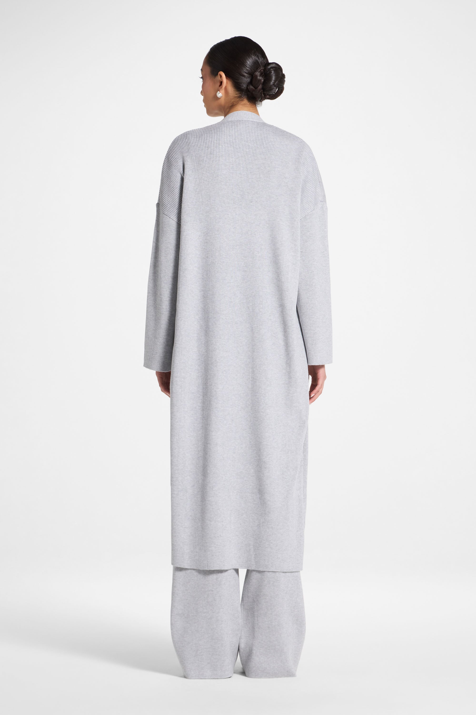 Knit Cardigan & Pants Set - Heather Grey Abayas Veiled 