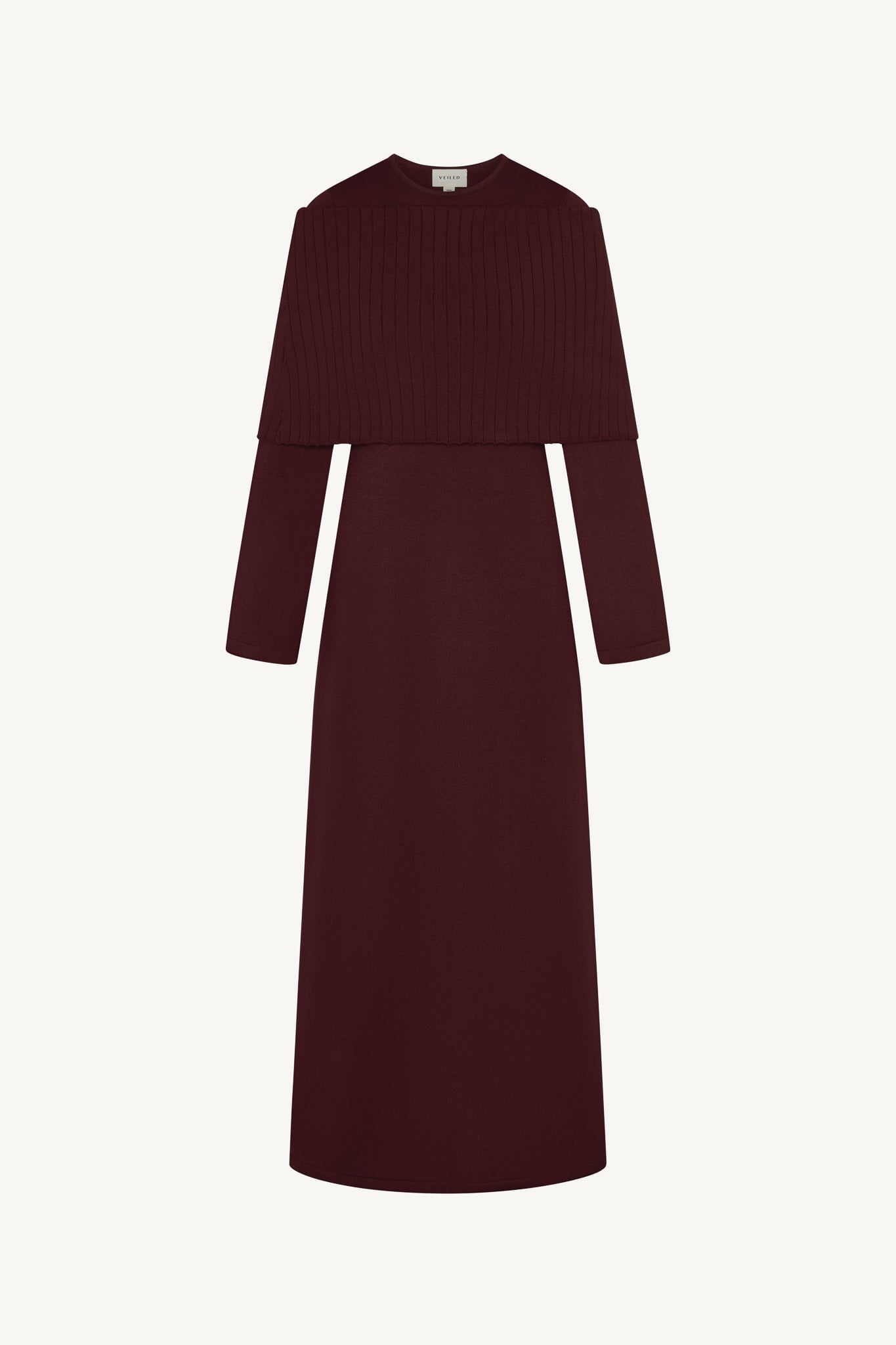 Knit Drape Maxi Dress - Cherry Lacquer Abayas Veiled 
