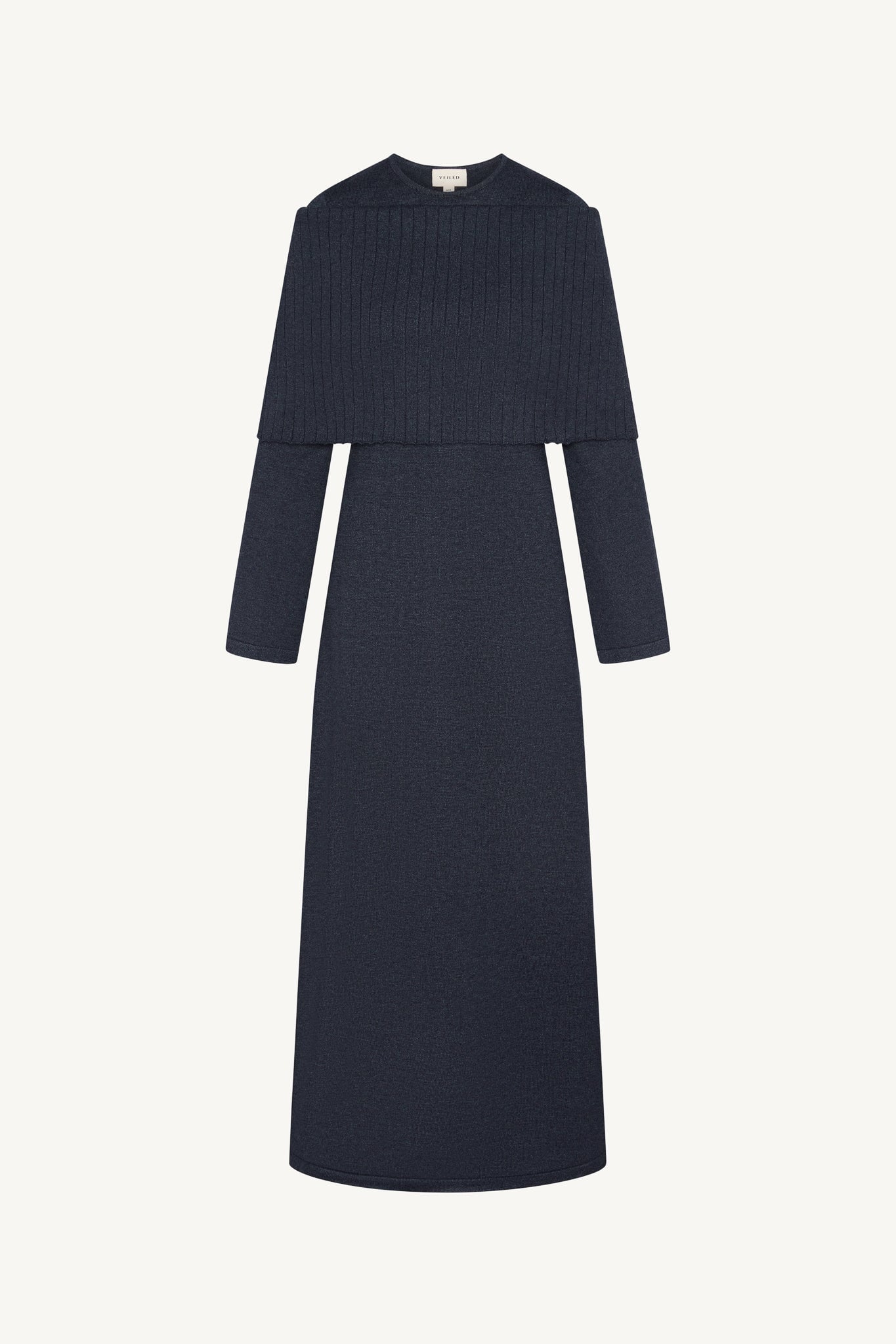 Knit Drape Maxi Dress - Denim Blue Abayas Veiled 