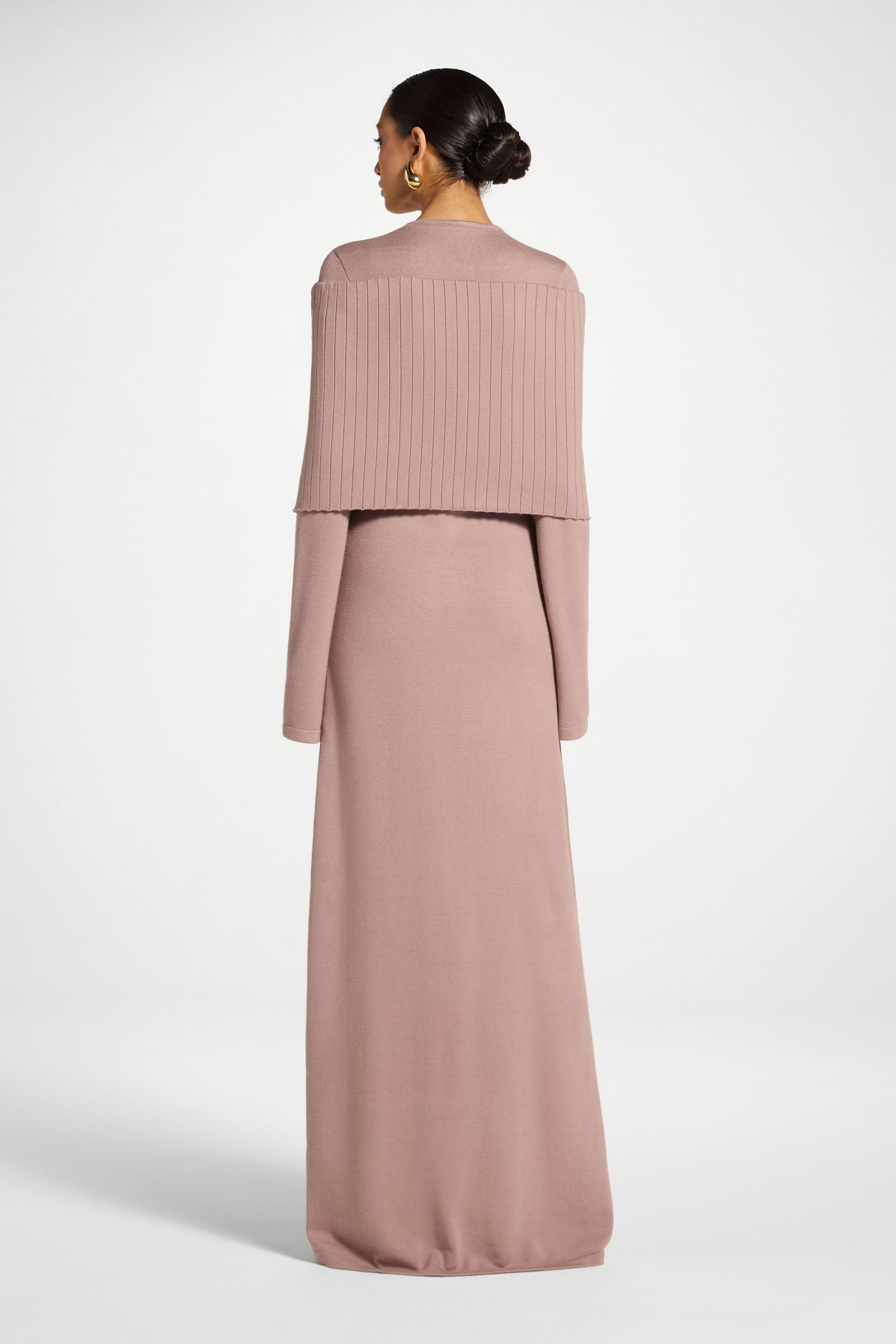 Knit Drape Maxi Dress - Mocha Mauve Abayas Veiled 