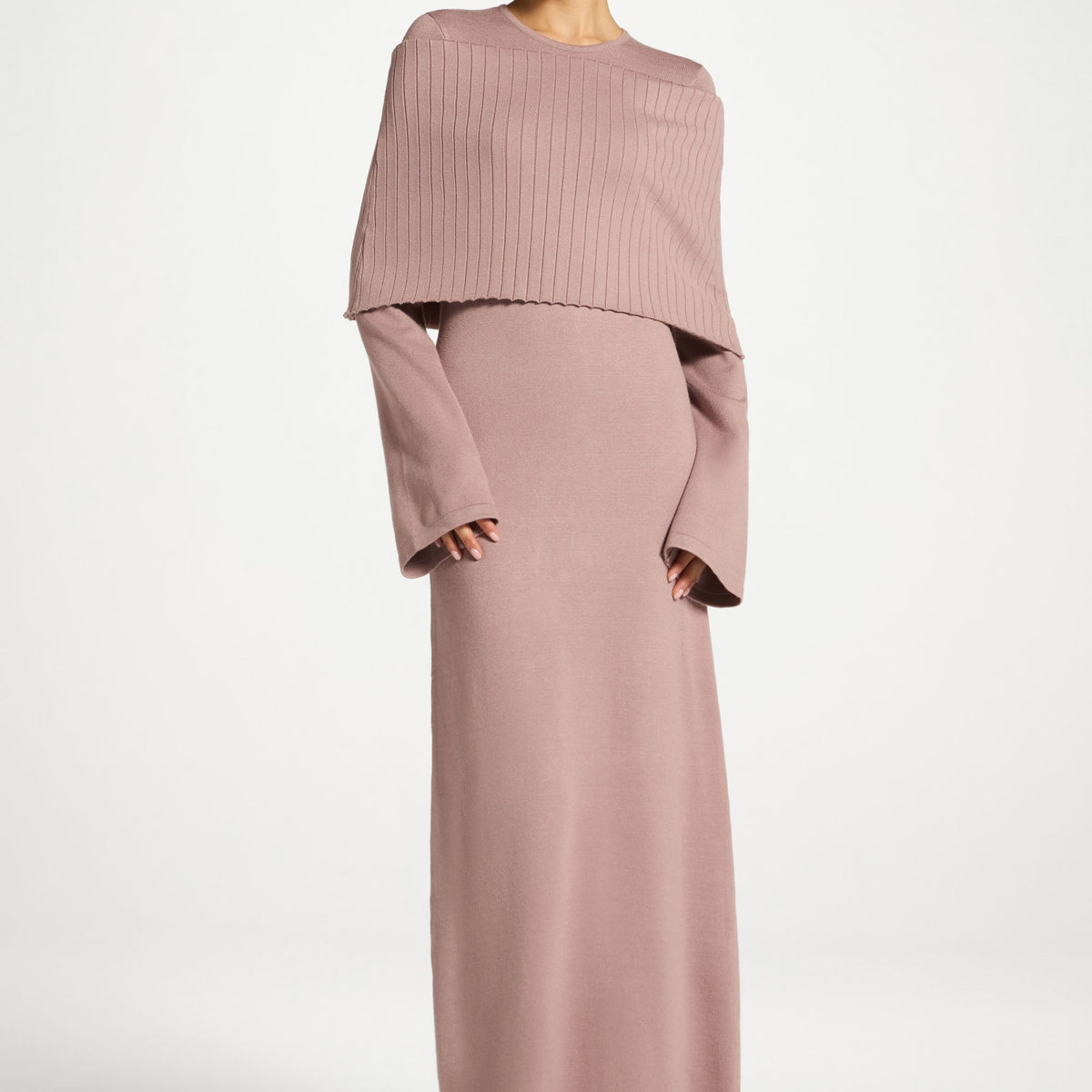 Knit Drape Maxi Dress - Mocha Mauve XS / 56" Knit Drape Maxi Dress - Mocha Mauve XS / 56"
