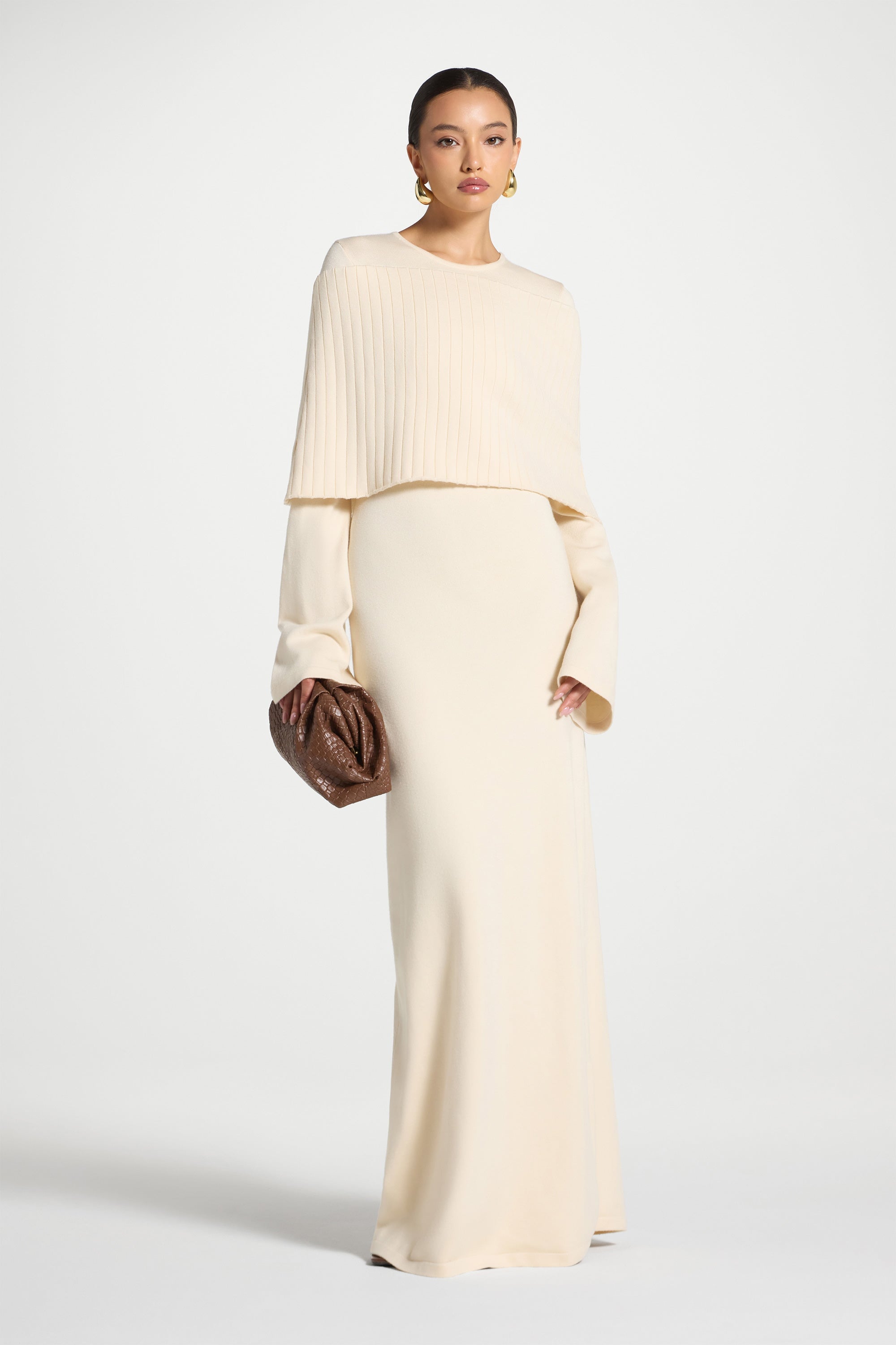 Knit Drape Maxi Dress - Moonlight Abayas Veiled 