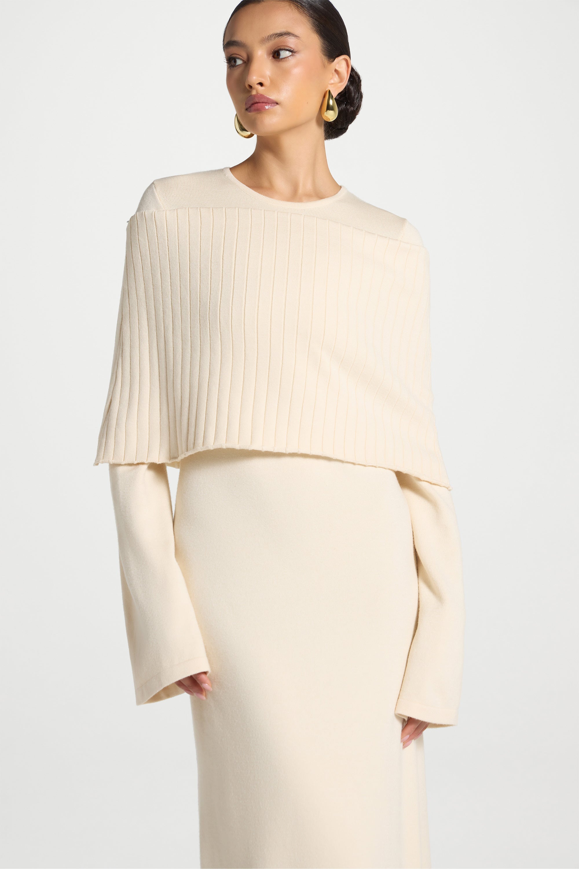 Knit Drape Maxi Dress - Moonlight Abayas Veiled 