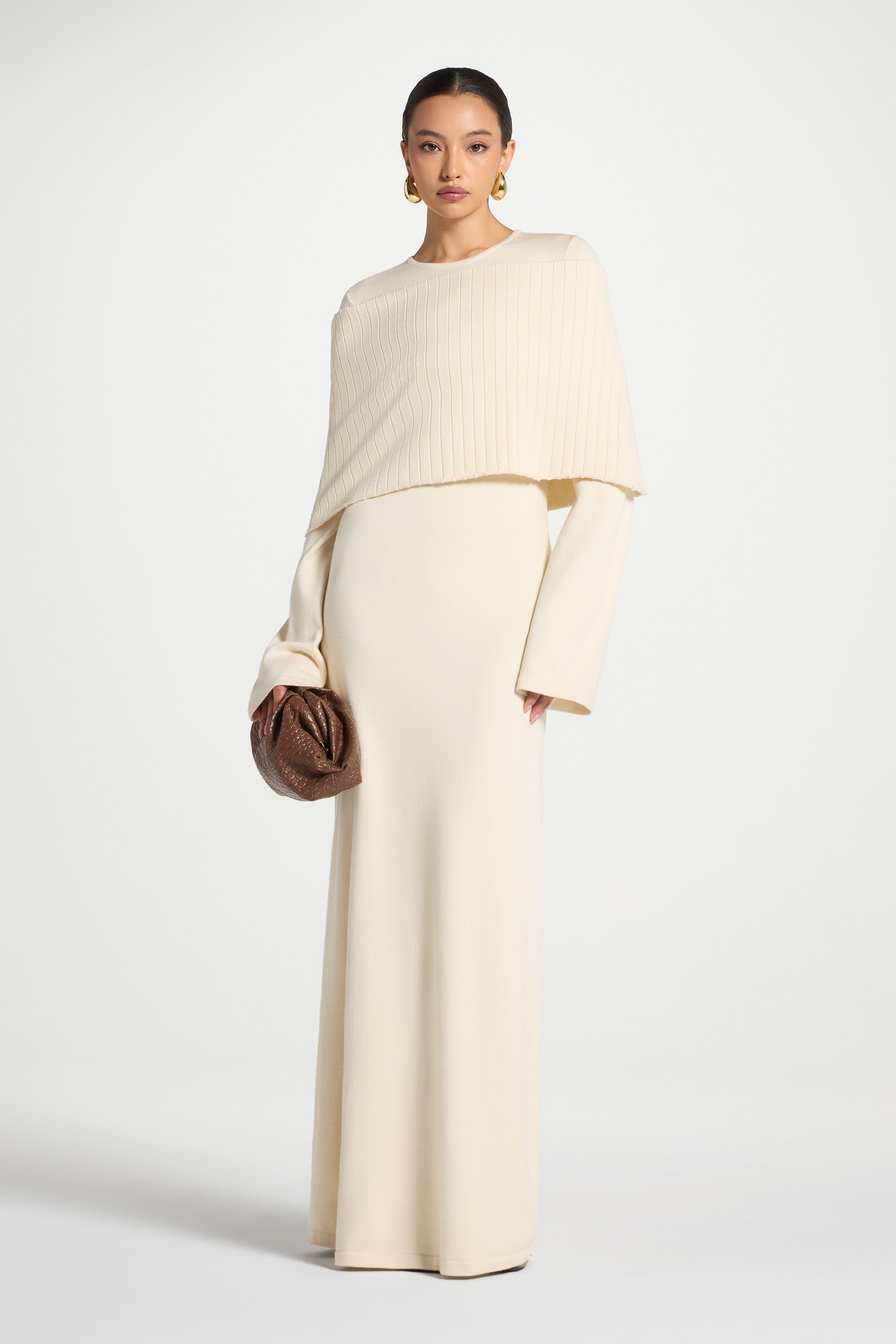 Knit Drape Maxi Dress - Moonlight Abayas Veiled 