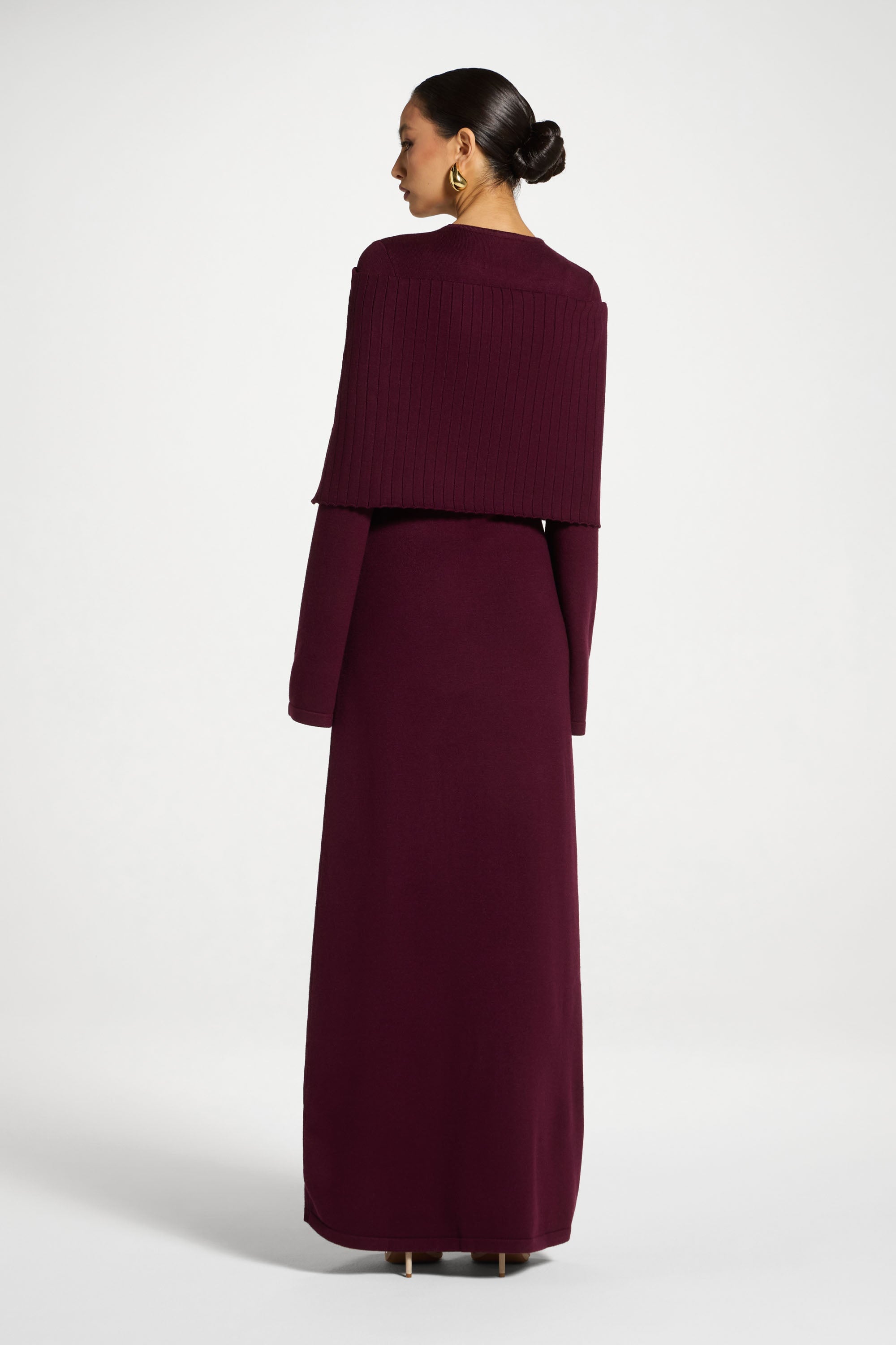 Knit Drape Maxi Dress - Plum Abayas Veiled 