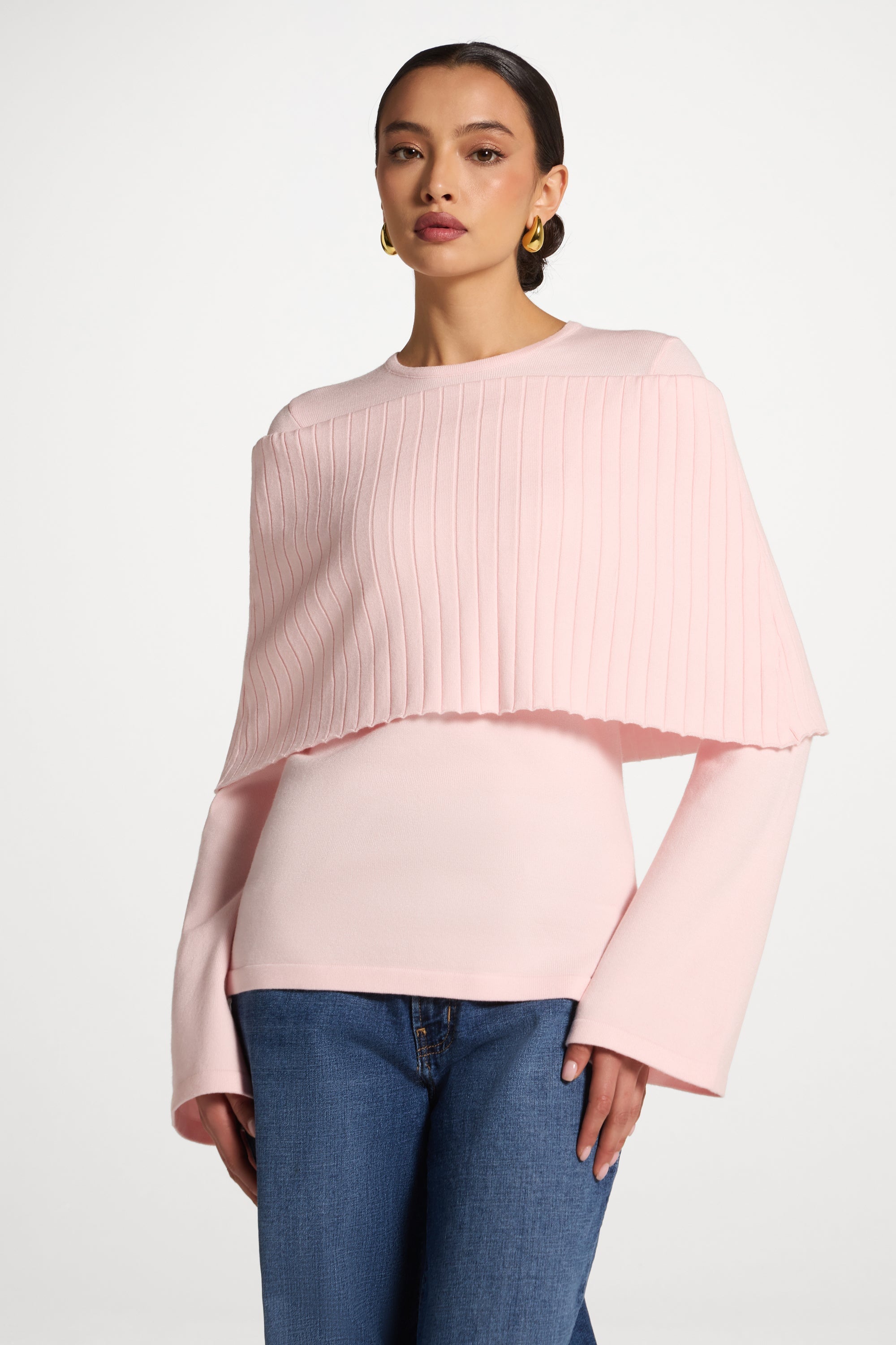 Knit Drape Top - Baby Pink Abayas Veiled 