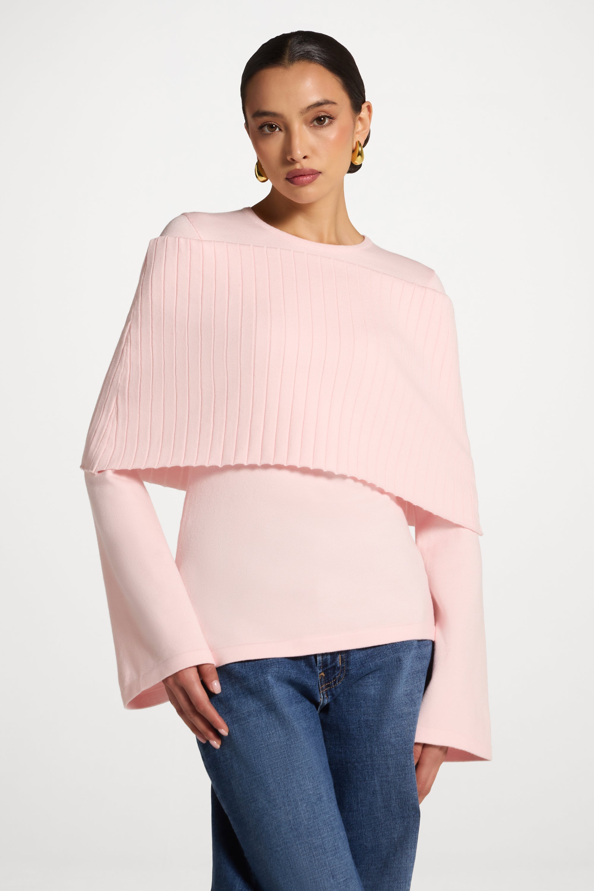 Knit Drape Top - Baby Pink Abayas Veiled 