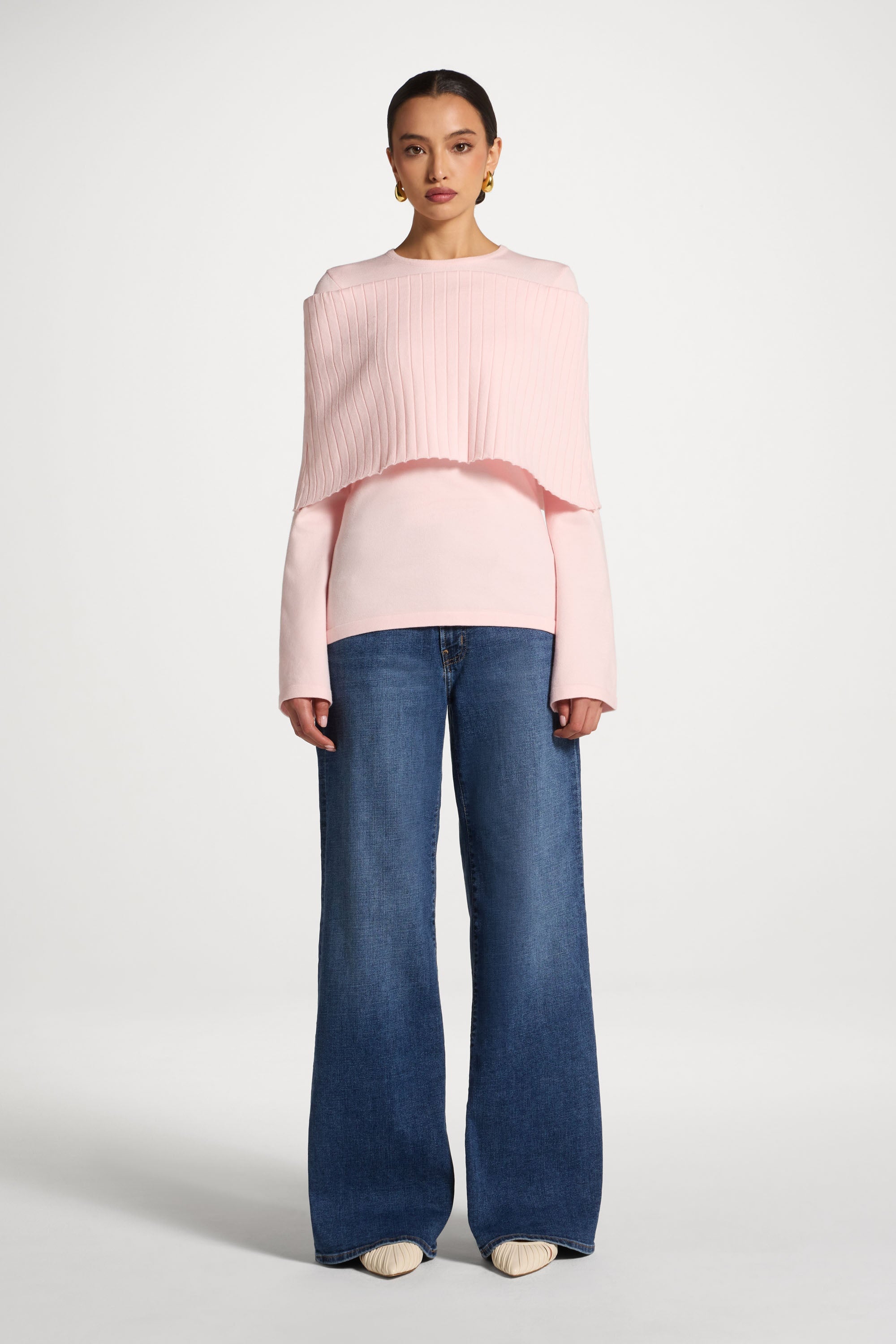 Knit Drape Top - Baby Pink Abayas Veiled 