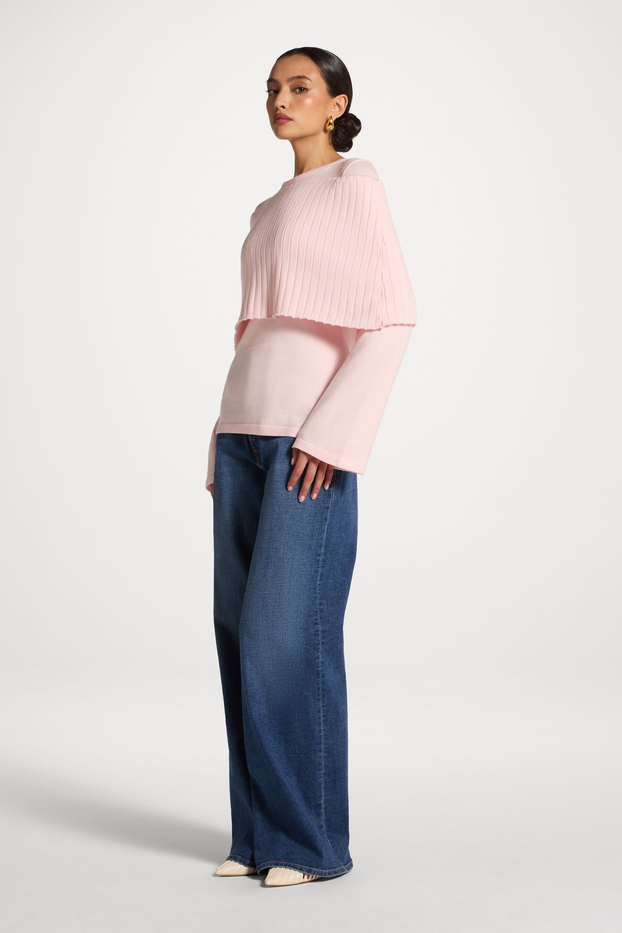 Knit Drape Top - Baby Pink Abayas Veiled 