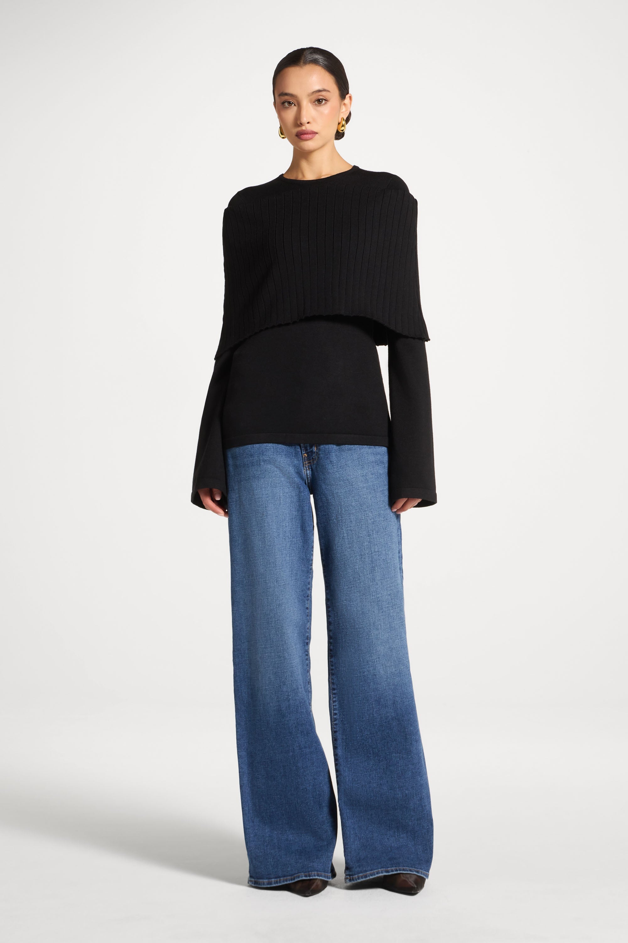 Knit Drape Top - Black Abayas Veiled 