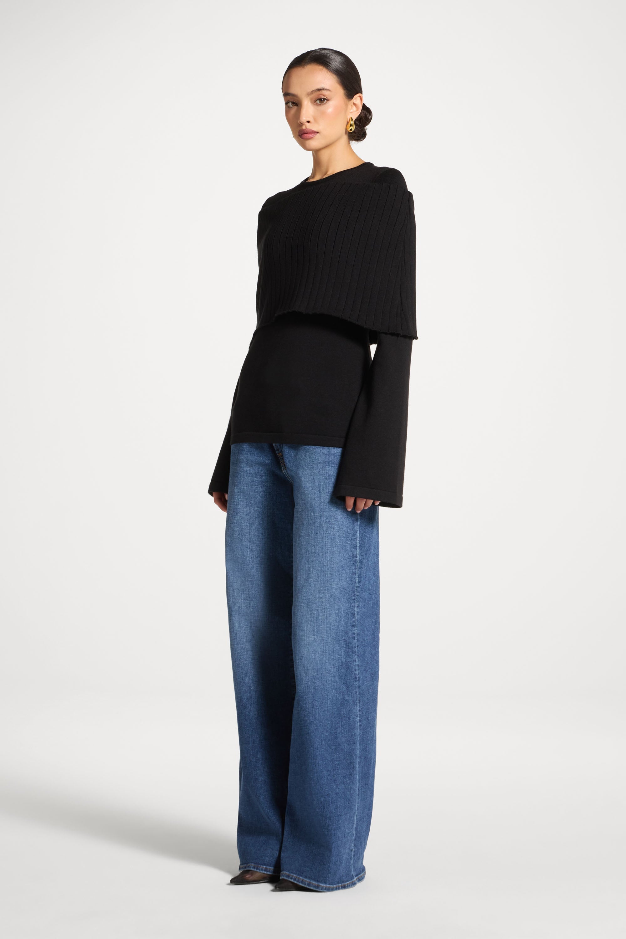 Knit Drape Top - Black Abayas Veiled 