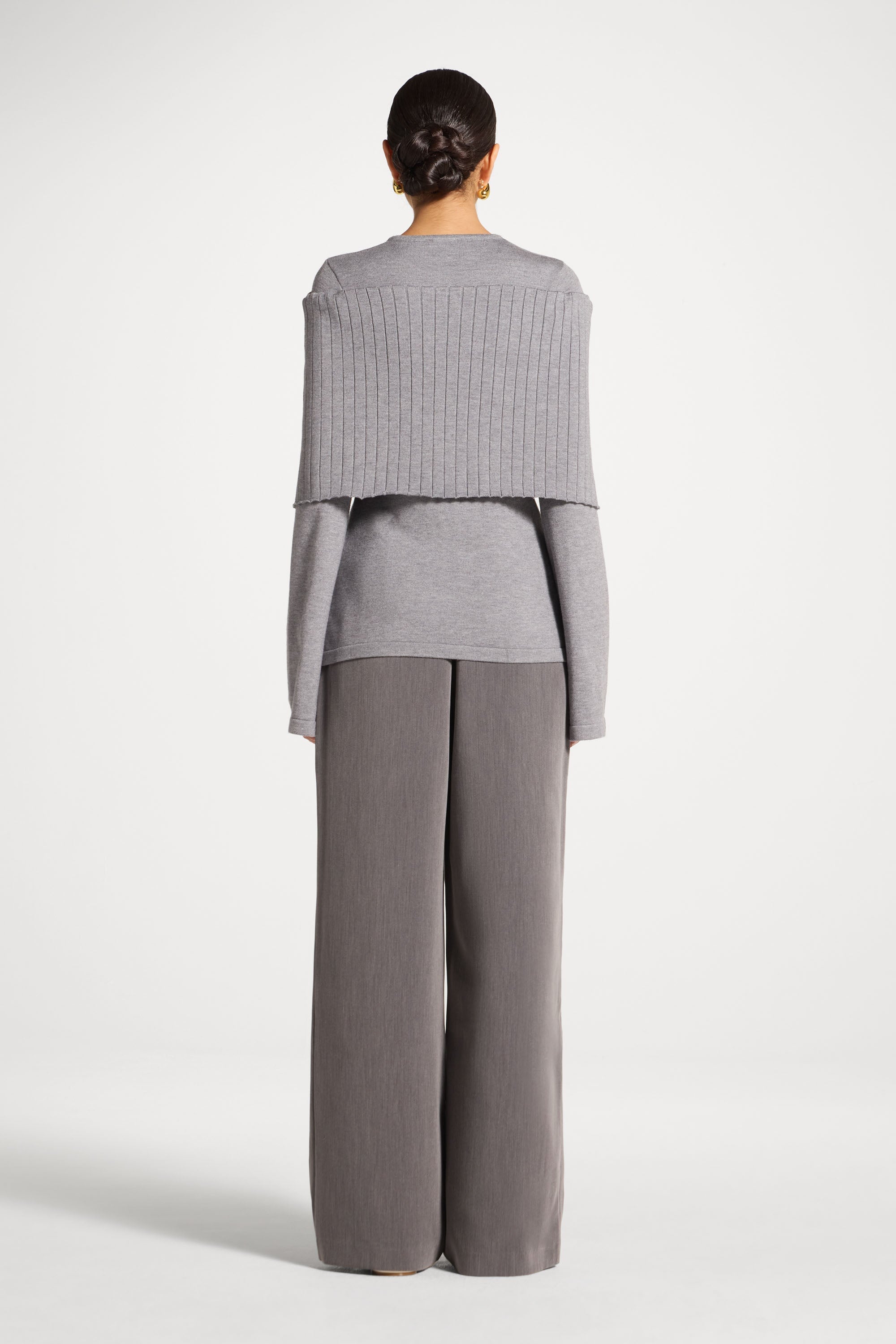 Knit Drape Top - Heather Grey Abayas Veiled 