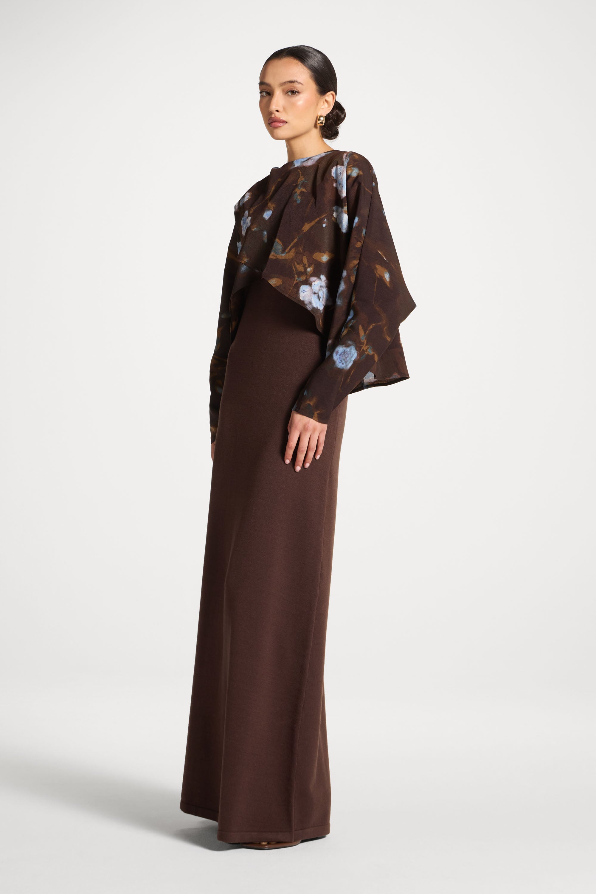 Knit Dress & Top Set - Cocoa Petals Abayas Veiled 
