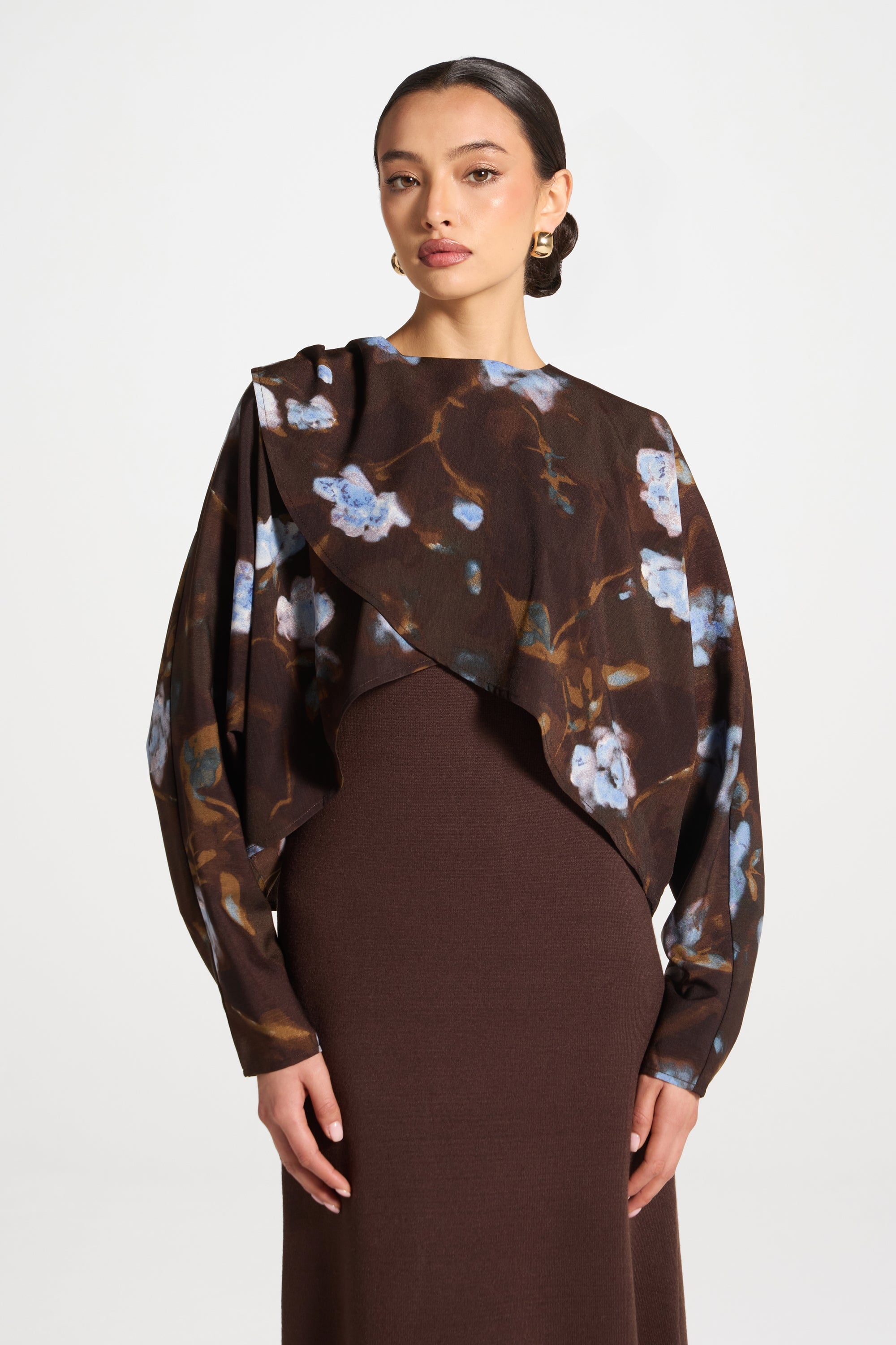 Knit Dress & Top Set - Cocoa Petals Abayas Veiled 