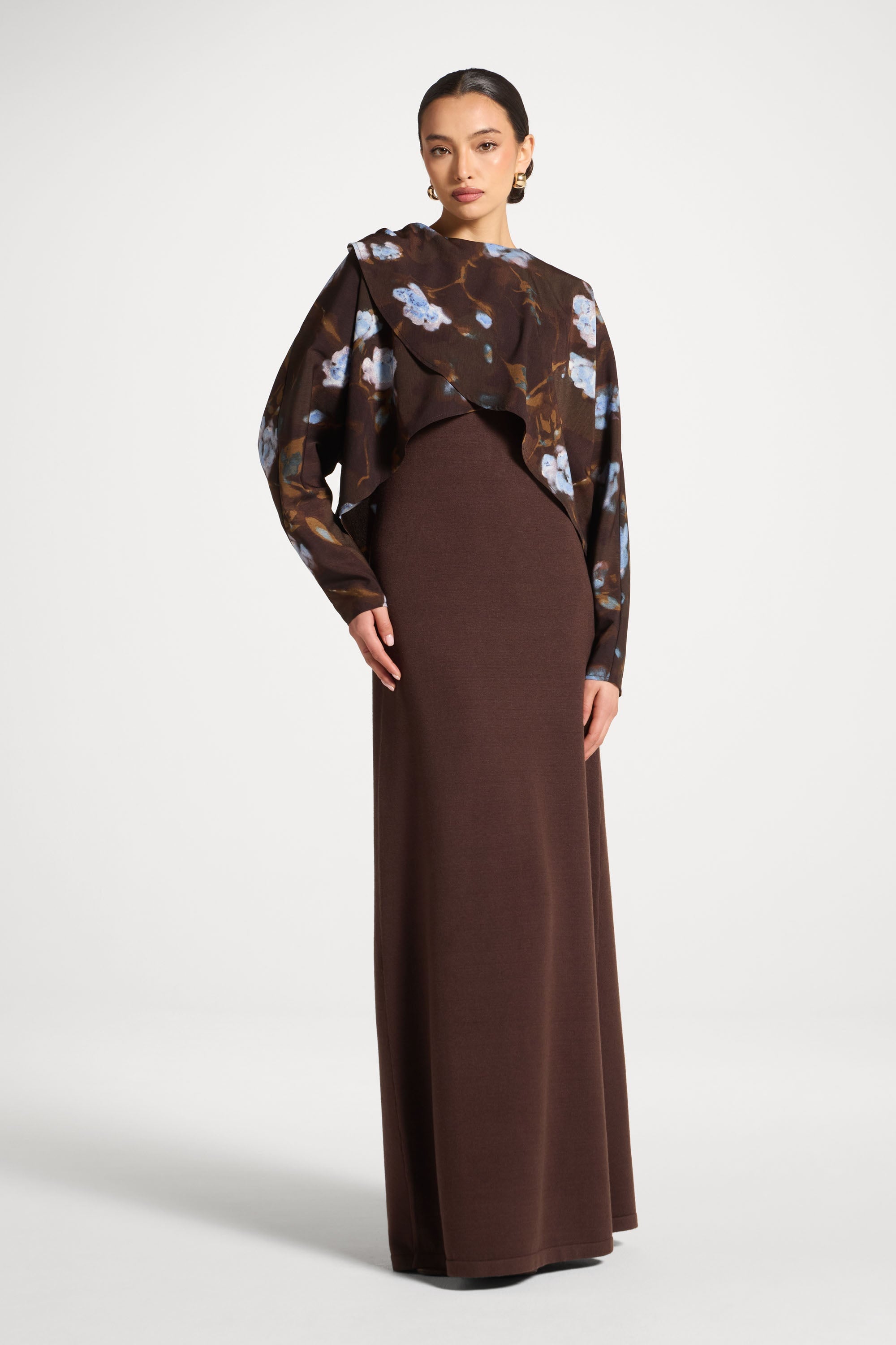 Knit Dress & Top Set - Cocoa Petals Abayas Veiled 