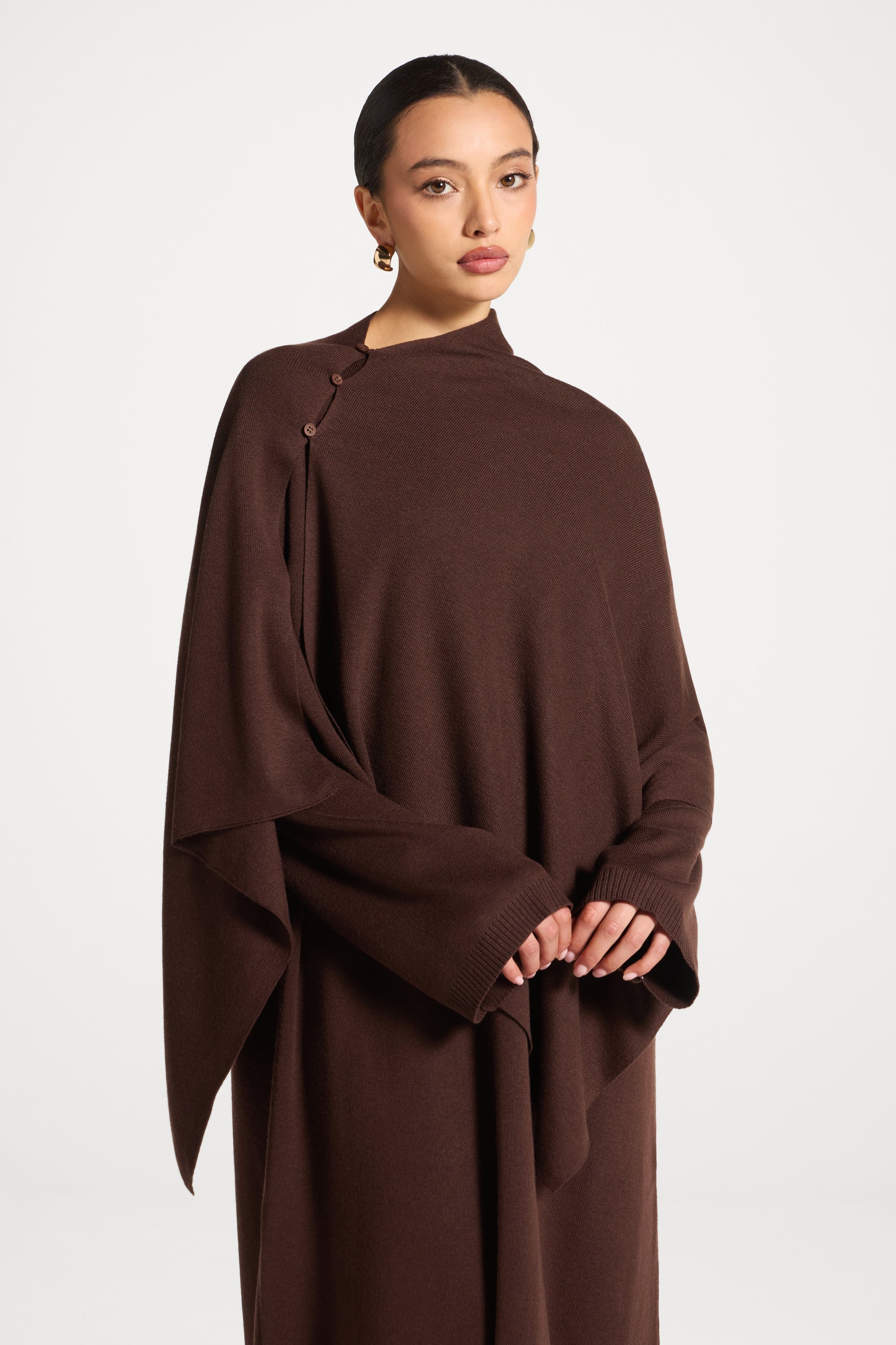 Knit Maxi Dress & Scarf Set - Espresso Abayas Veiled 