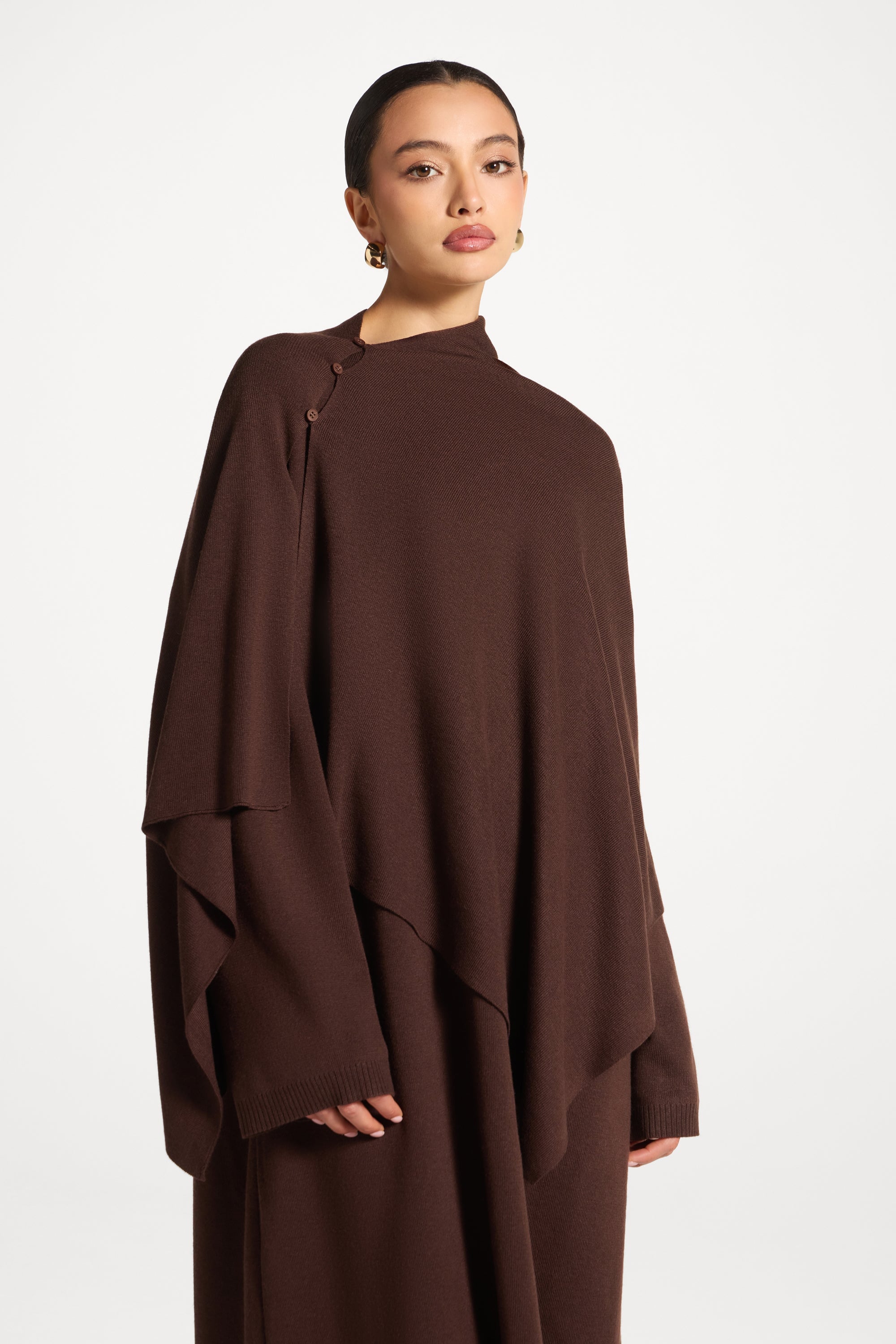 Knit Maxi Dress & Scarf Set - Espresso Abayas Veiled 