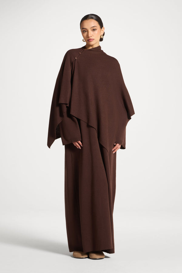 Knit Maxi Dress & Scarf Set - Espresso Abayas Veiled 